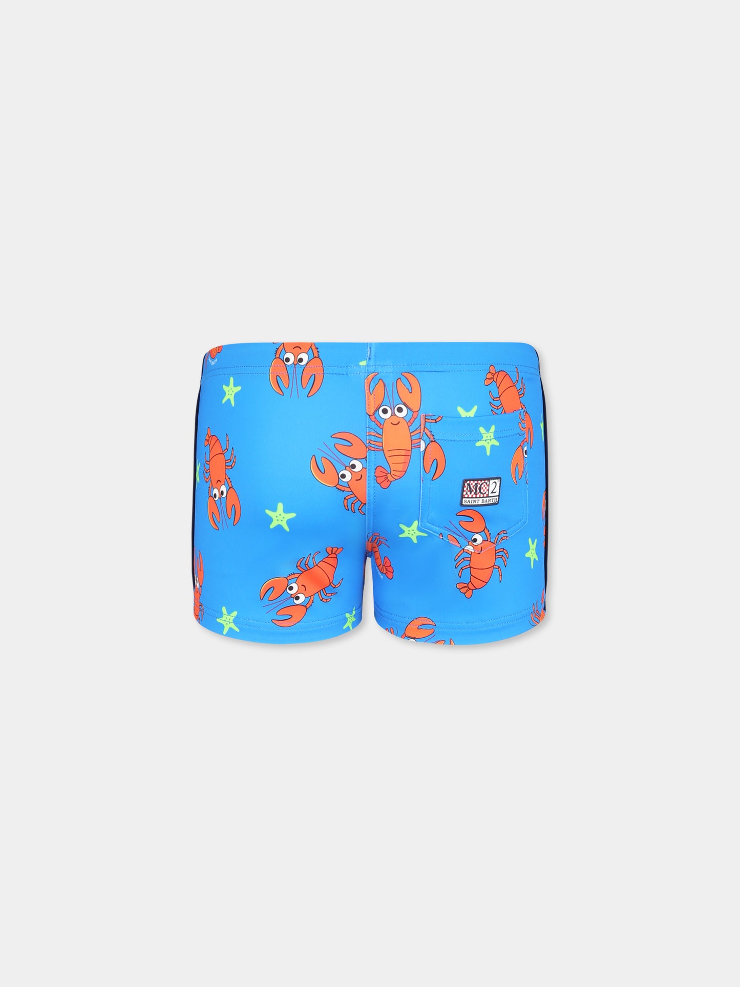 Light blue swim short for boy with lobster