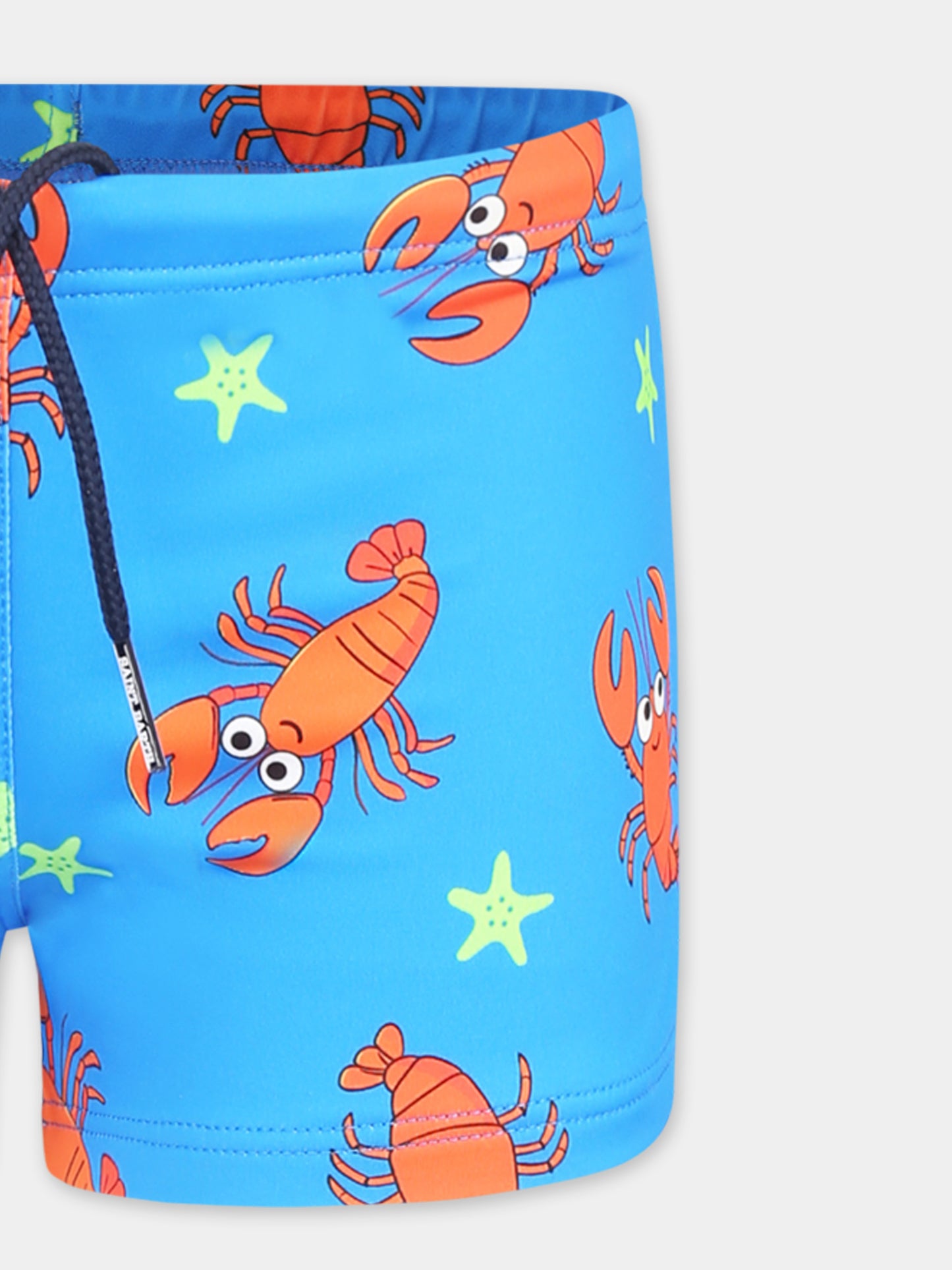 Light blue swim short for boy with lobster