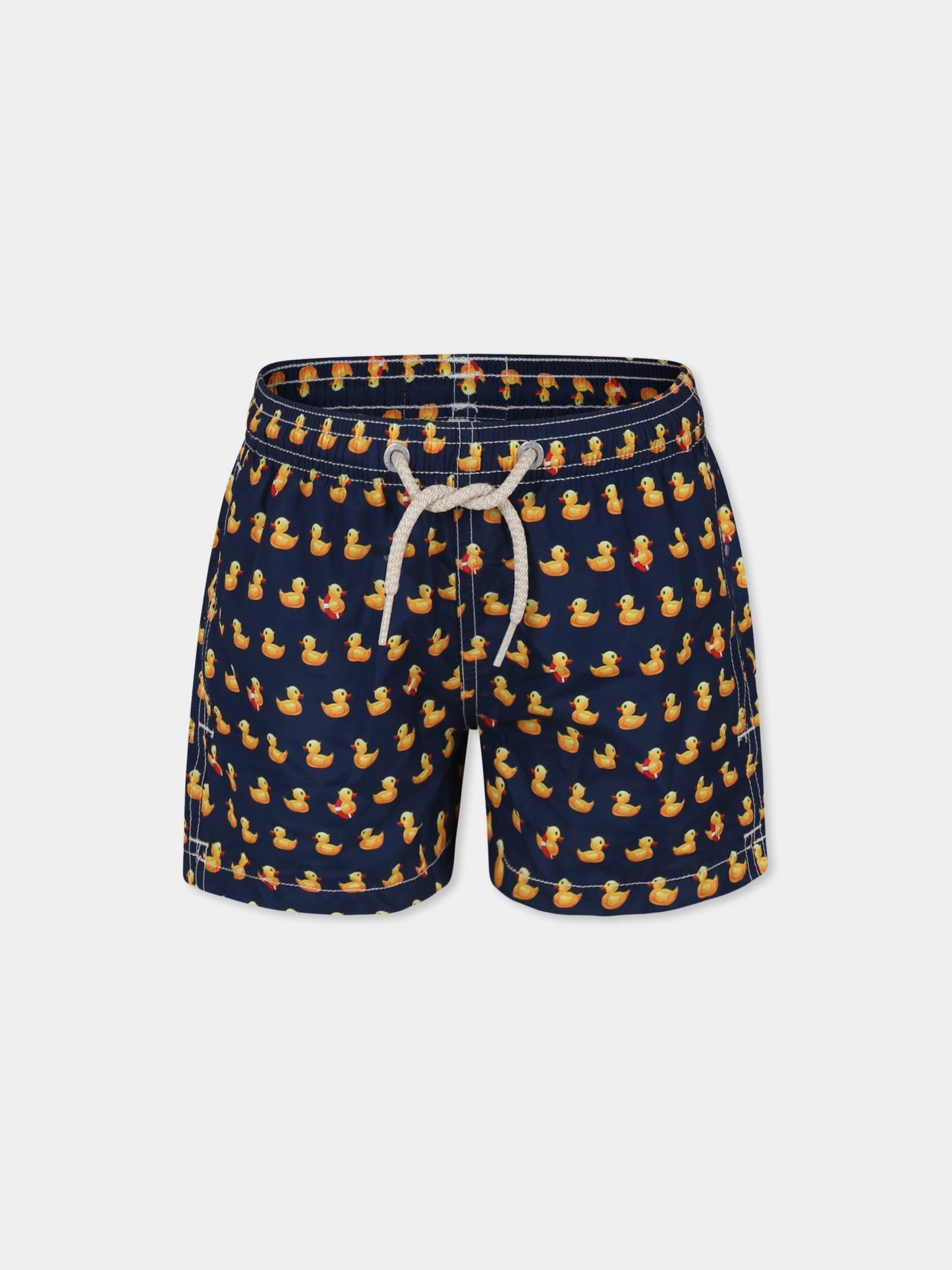 Blue swim shorts for boy with duck