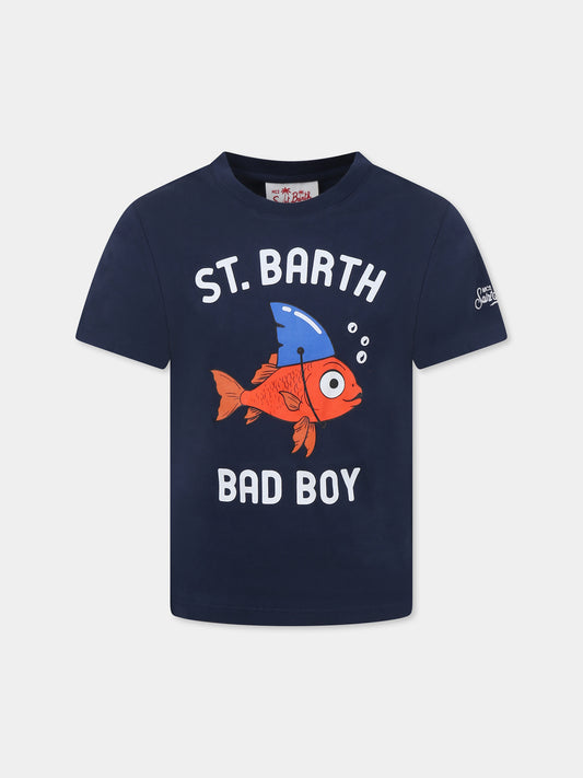 Blue t-shirt for boy with glodfish