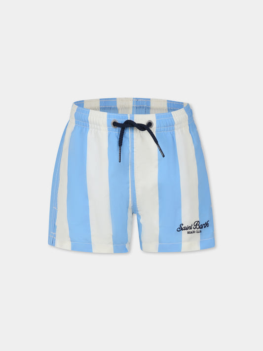 Light blue swim shorts for boy with logo