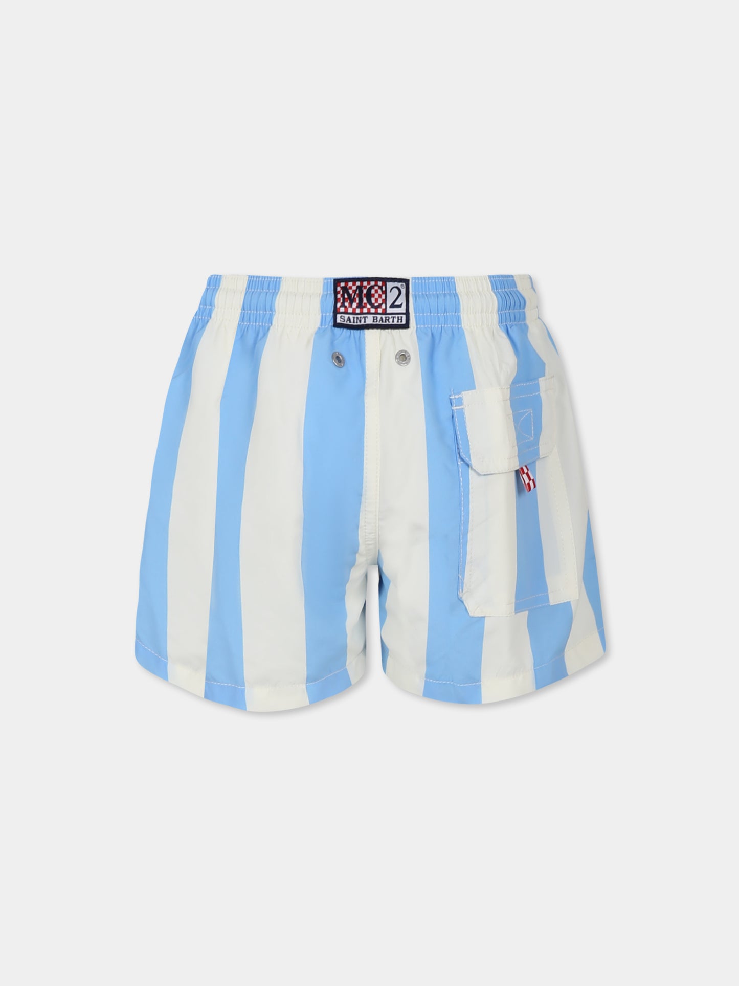 Light blue swim shorts for boy with logo