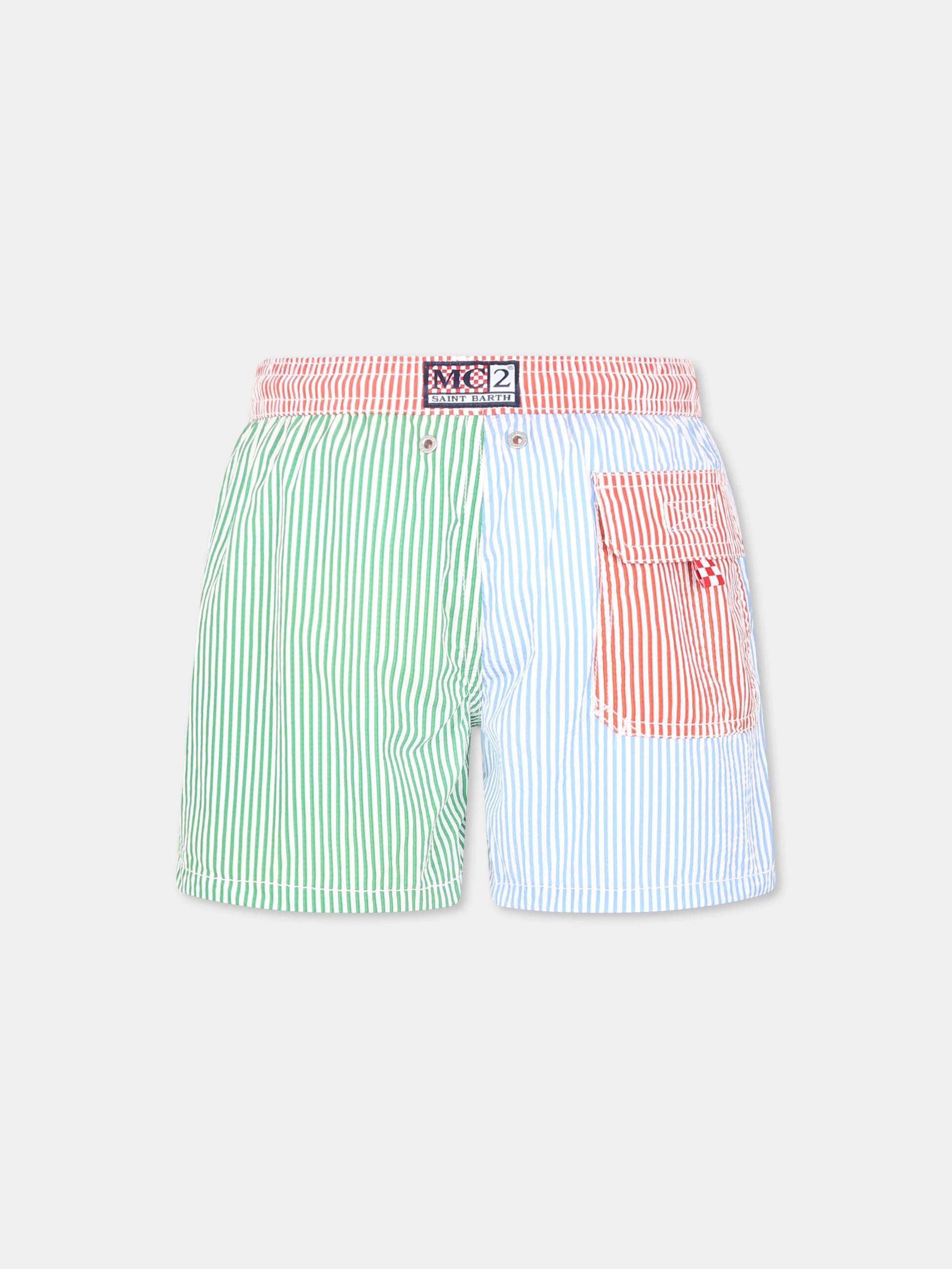 Boxer mare multicolor per bambino con logo,Mc2 Saint Barth,PATM002 00206H