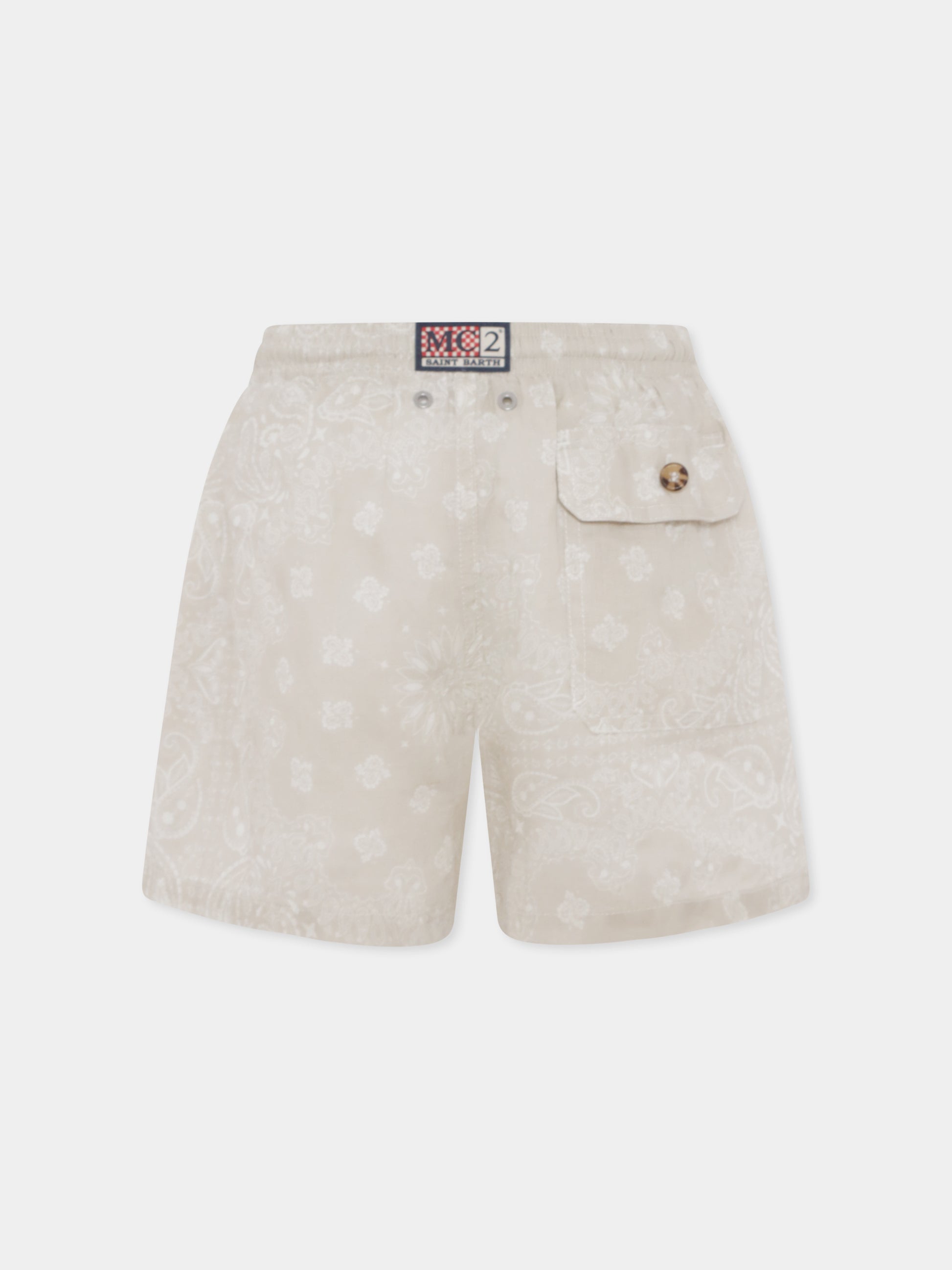 Boxer mare beige per bambino con stampa paisley,Mc2 Saint Barth,JEA0020 01172H