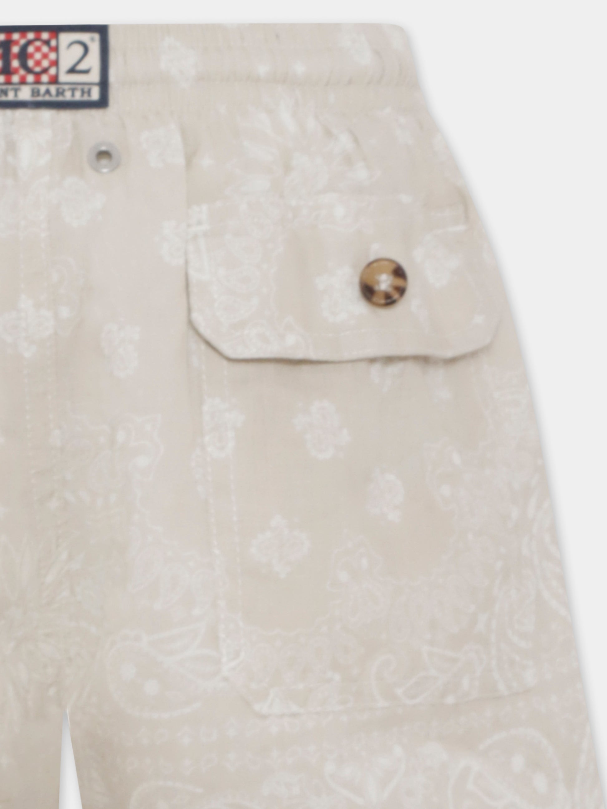 Boxer mare beige per bambino con stampa paisley,Mc2 Saint Barth,JEA0020 01172H