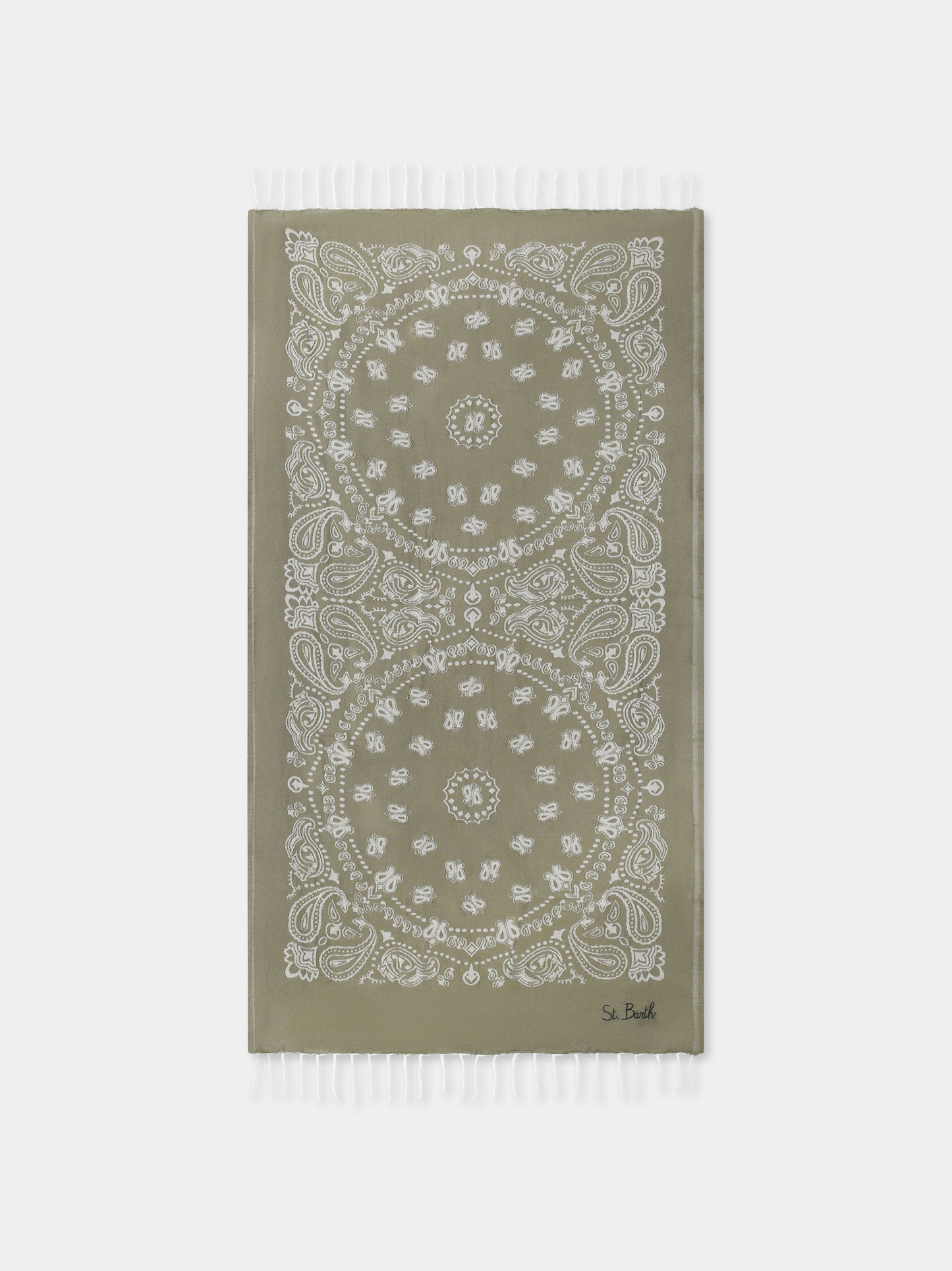 Green beach towel for kids with logo