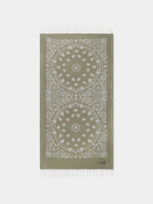 Green beach towel for kids with logo