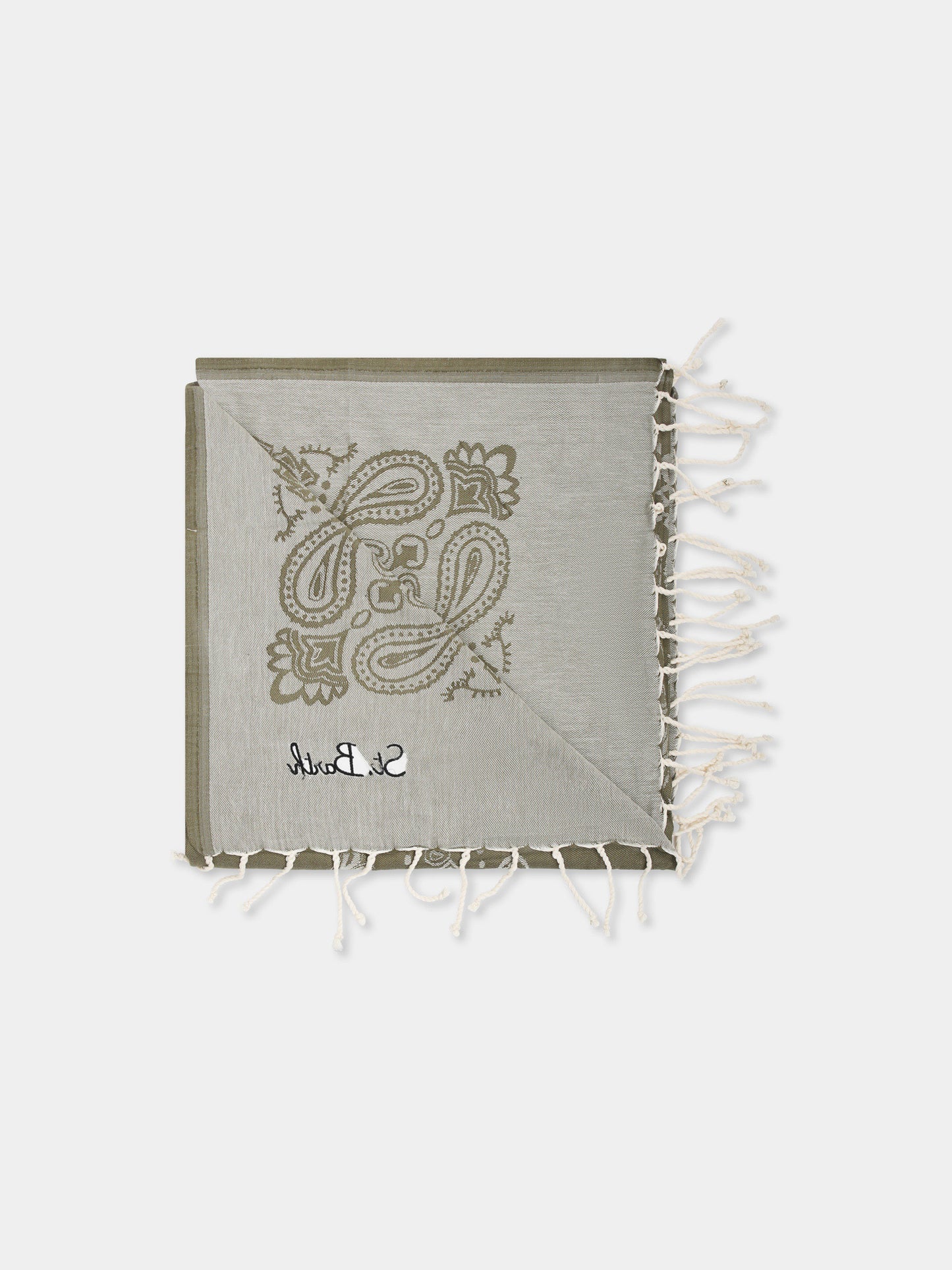 Green beach towel for kids with logo