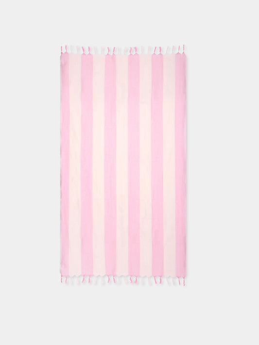 Pink beach towel for girl with logo