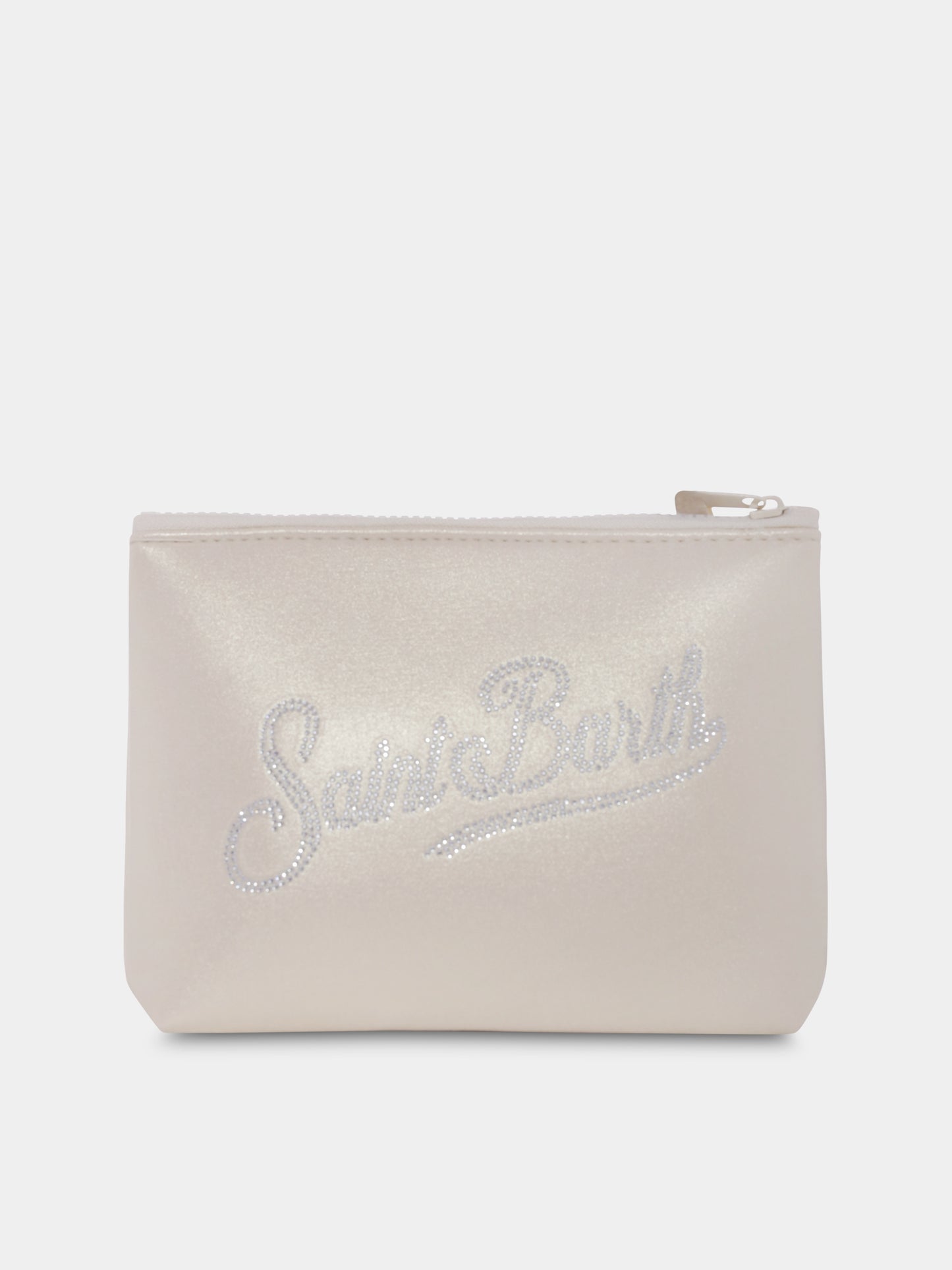 Beige clutch bag for girl with logo