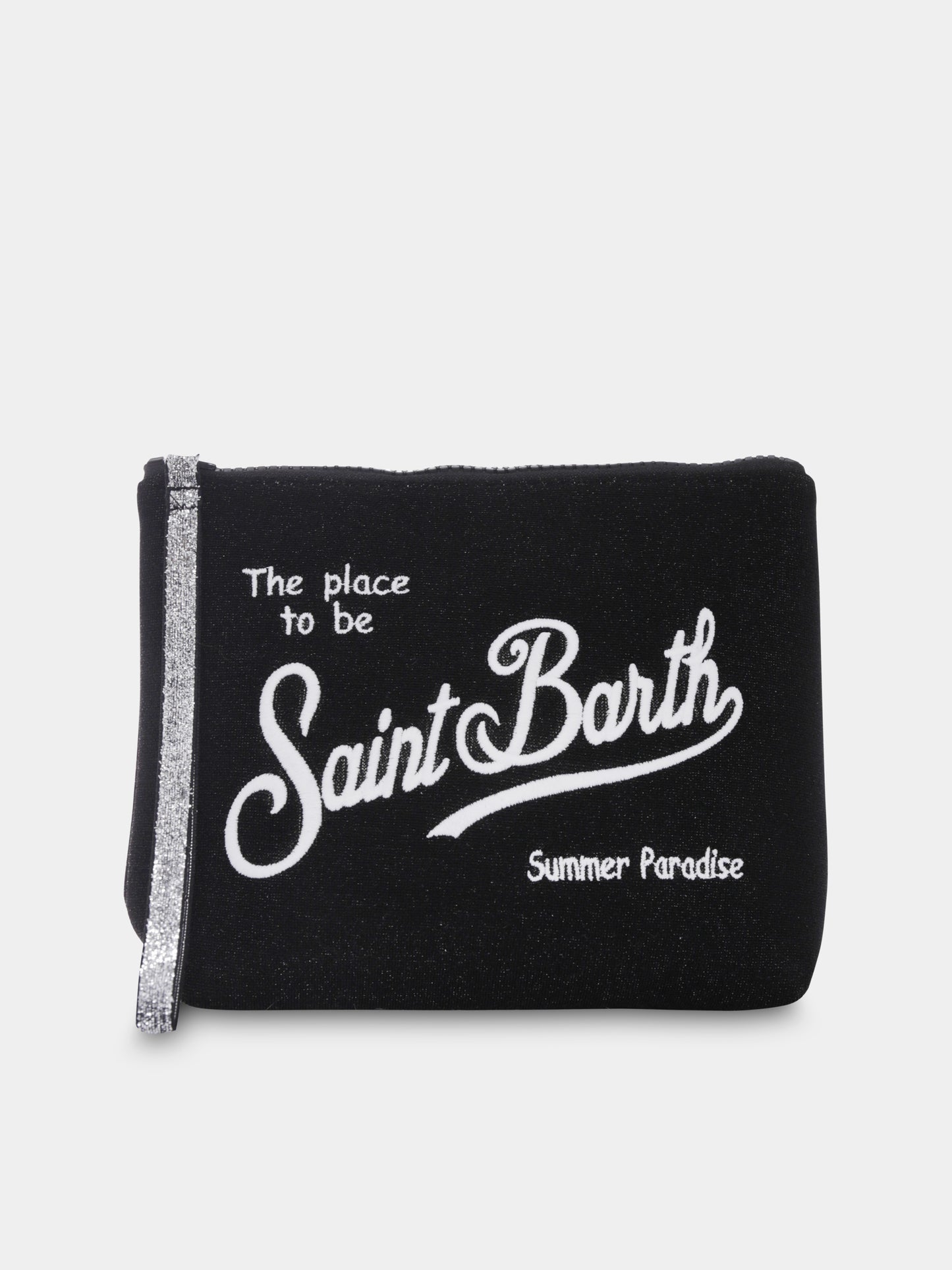 Black clutch bag for girl with logo