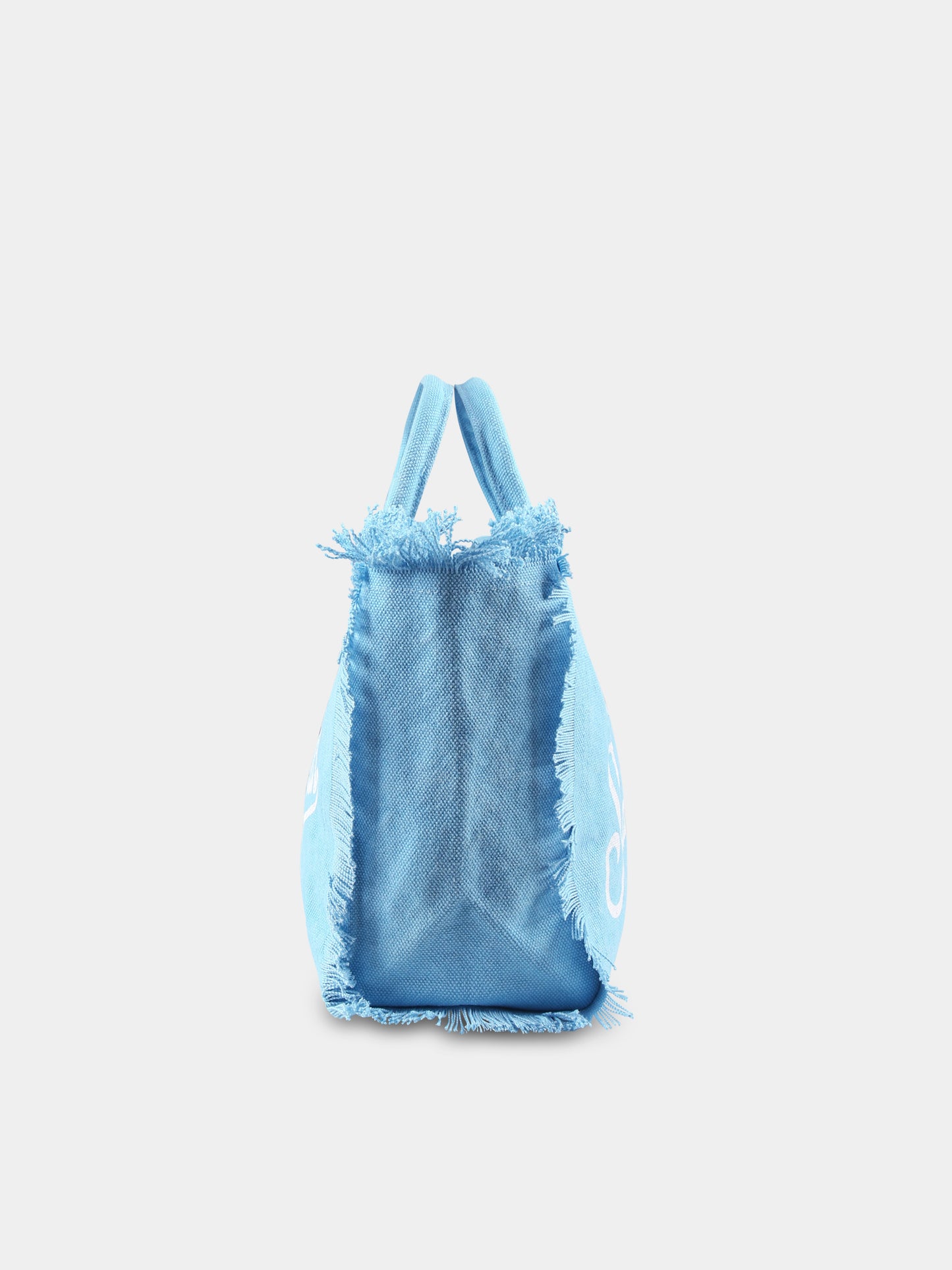 Light blue beach bag for girl with logo