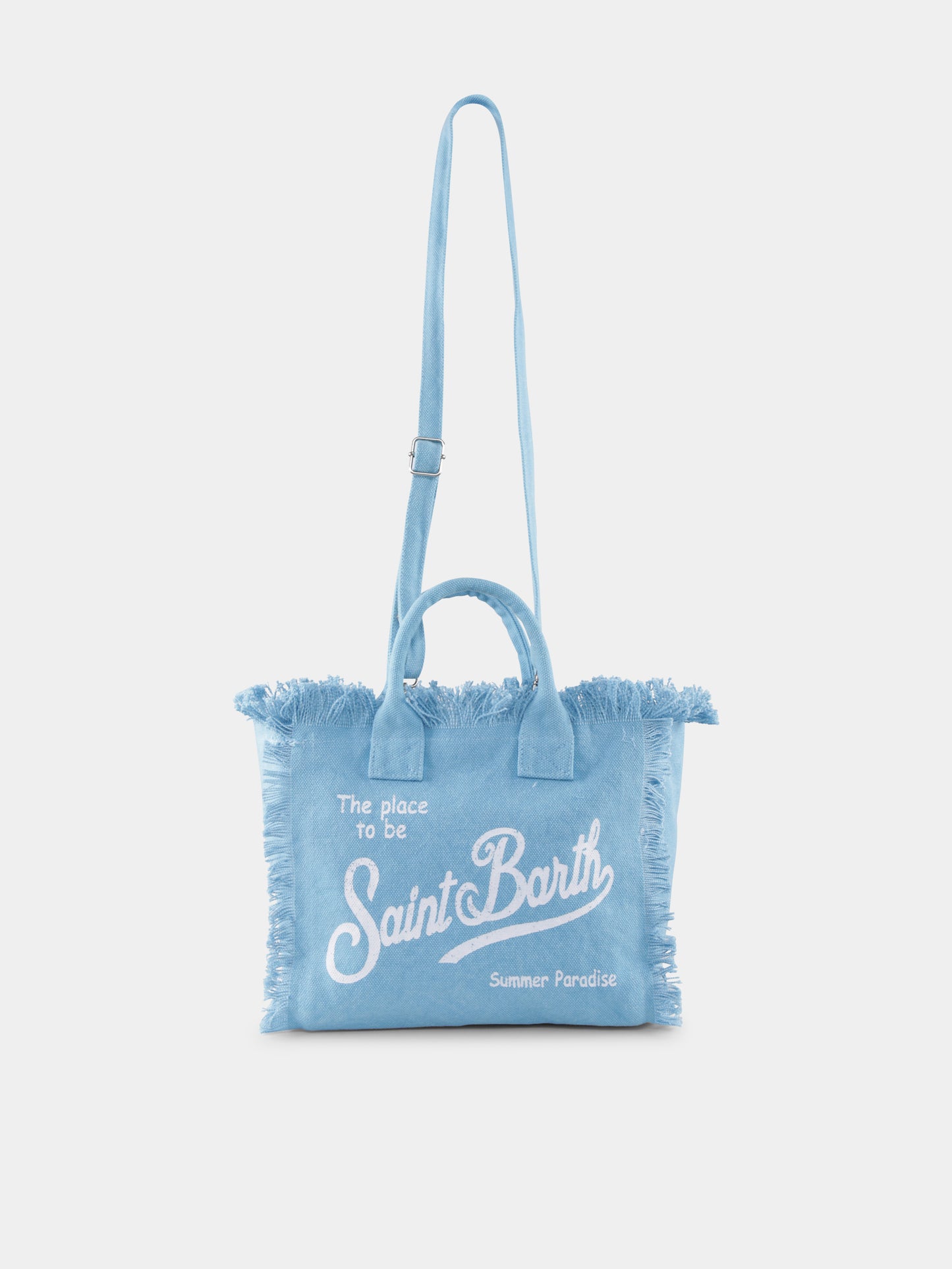 Light blue beach bag for girl with logo