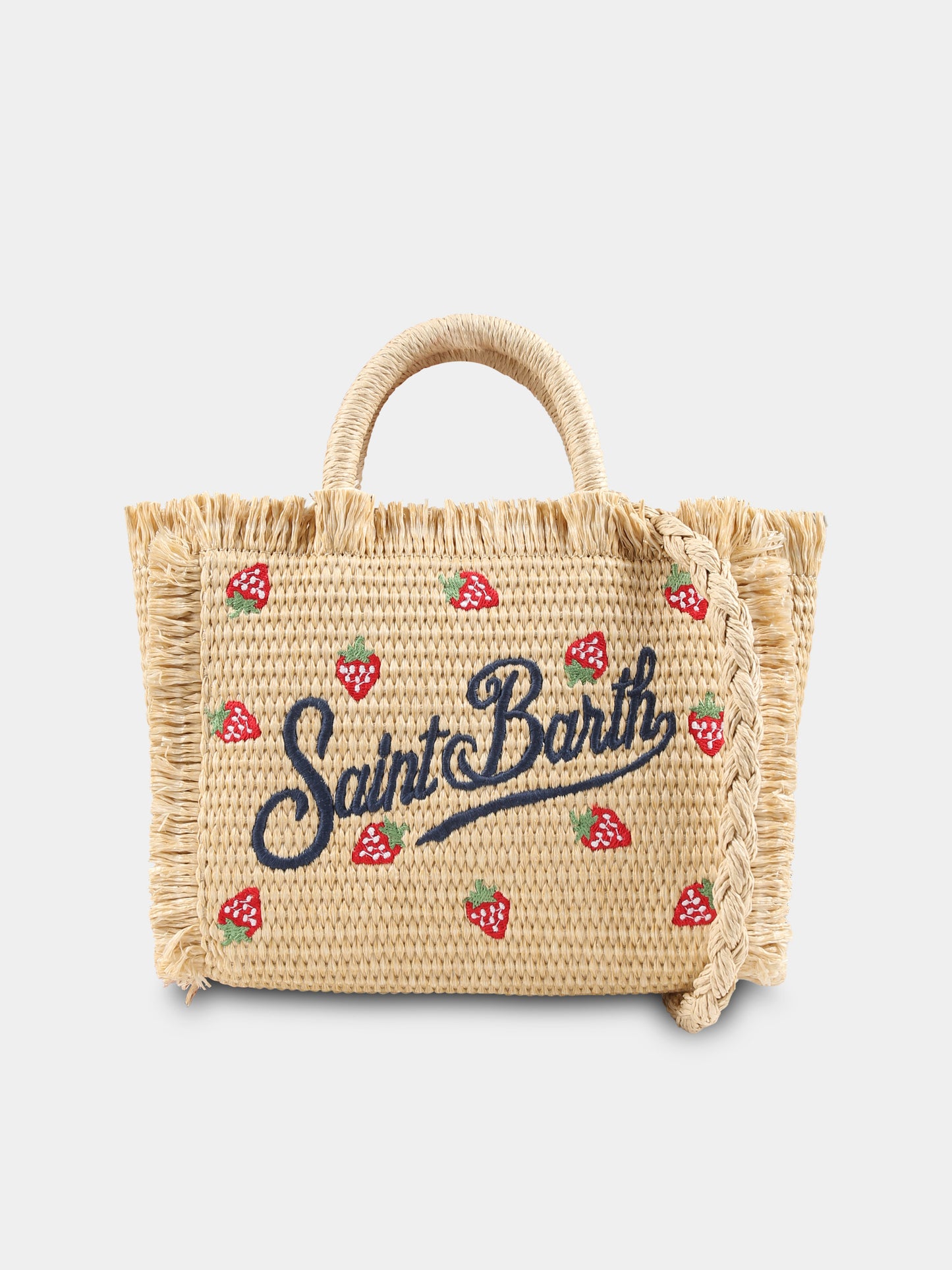 Borsa Vanity Mini beige per bambina con logo e fragole,Mc2 Saint Barth,VAMI009 00180H