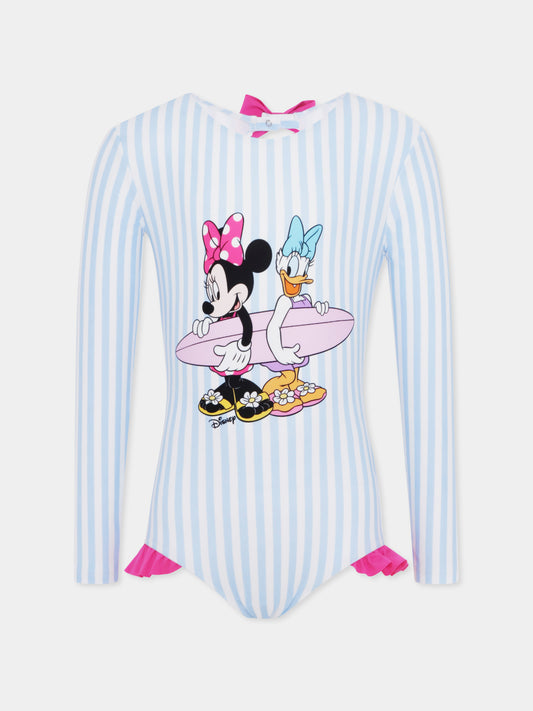 Costume intero celeste per bambina con Minnie e Paperina,Mc2 Saint Barth,CRES0001 04904H