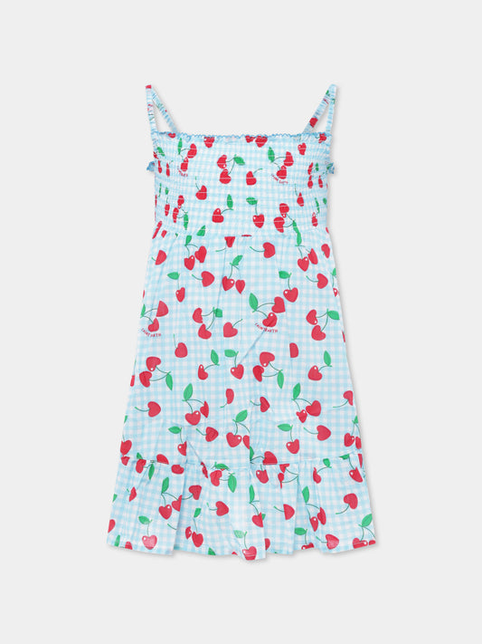 Vestito celeste per bambina con ciliegie,Mc2 Saint Barth,MKI0001 04599H