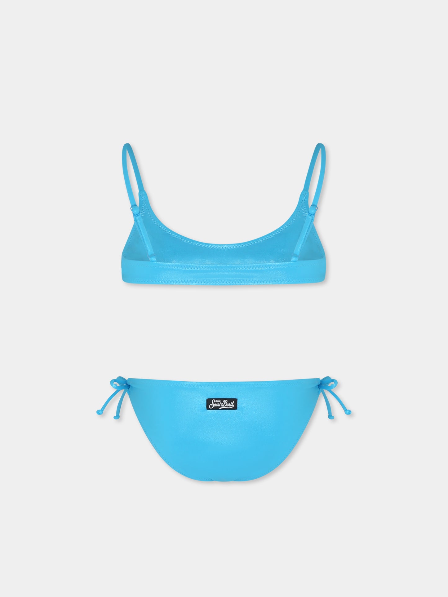Light blue bikini for girl with logo