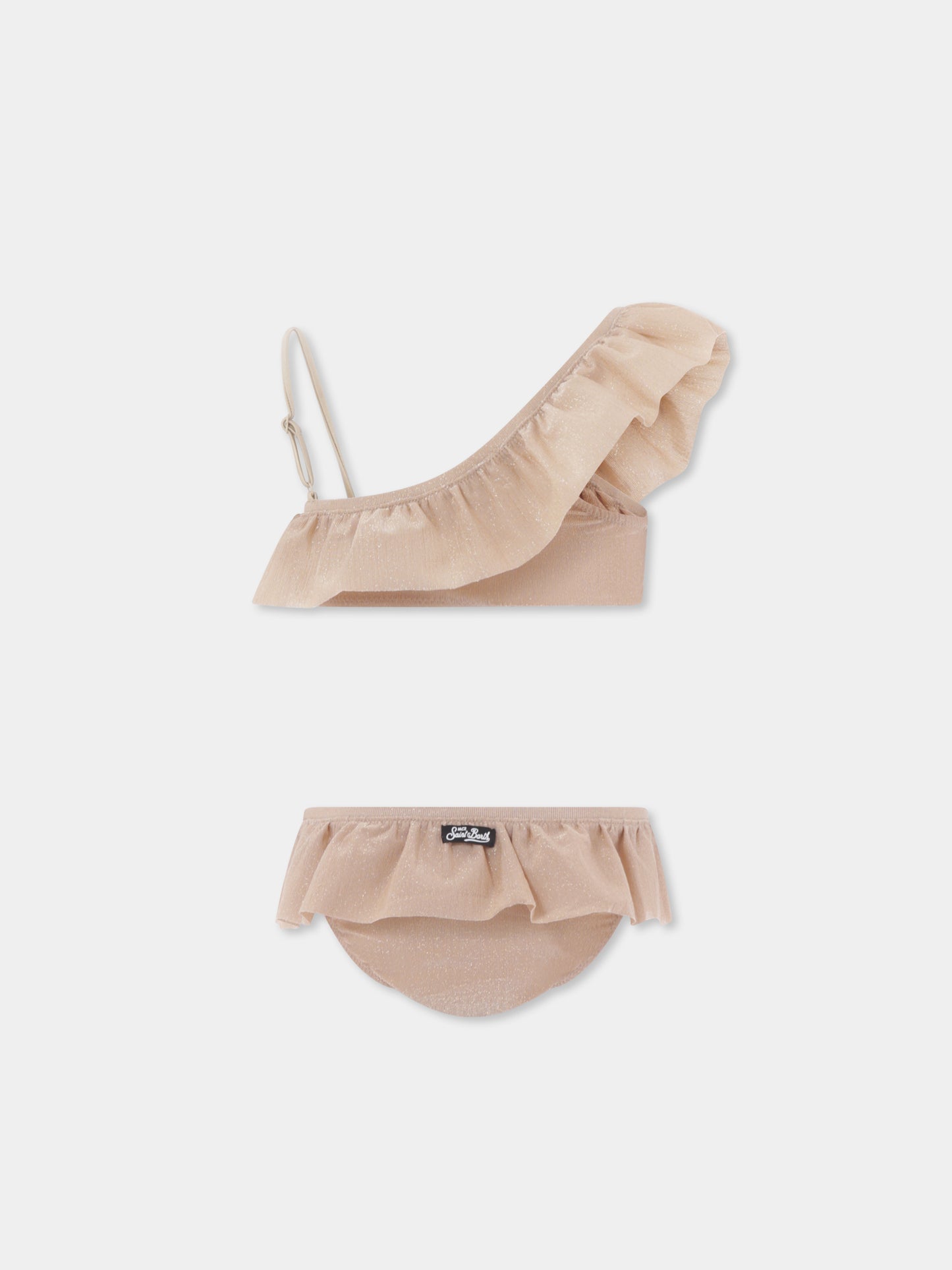 Gold bikini for girl with logo