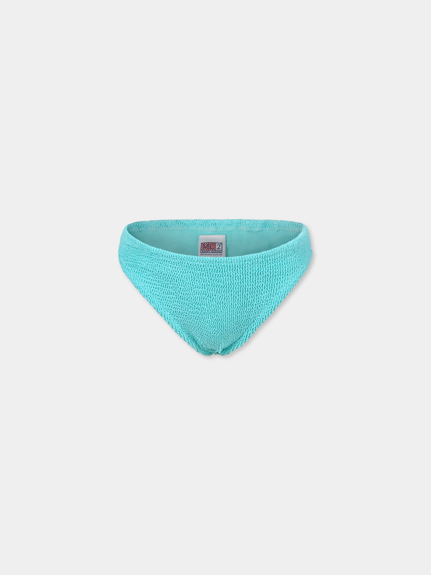 Green swim briefs for girl with bow