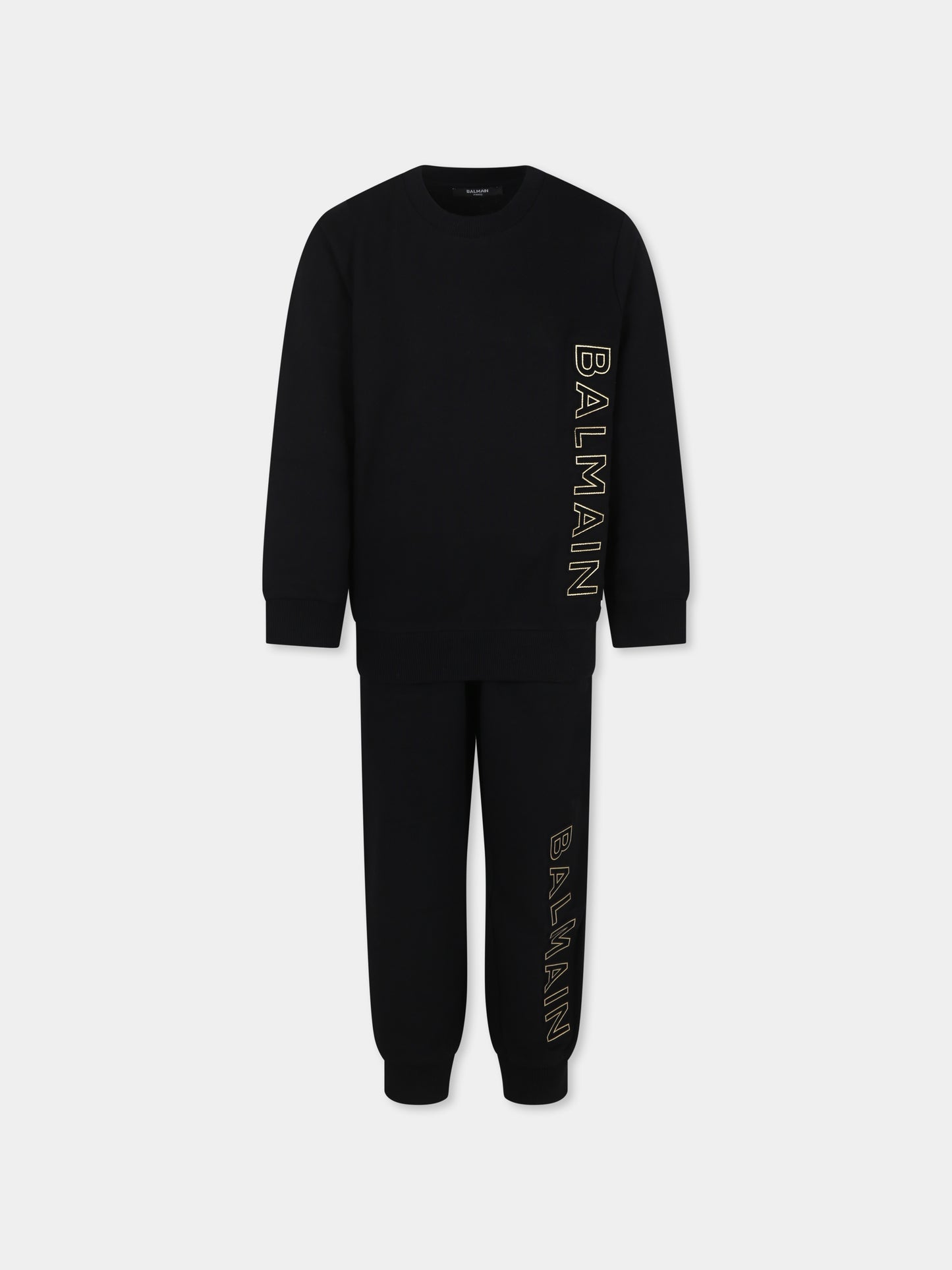 Completo nero per bambini con logo,Balmain Kids,BU3P20 Z0001 930OR