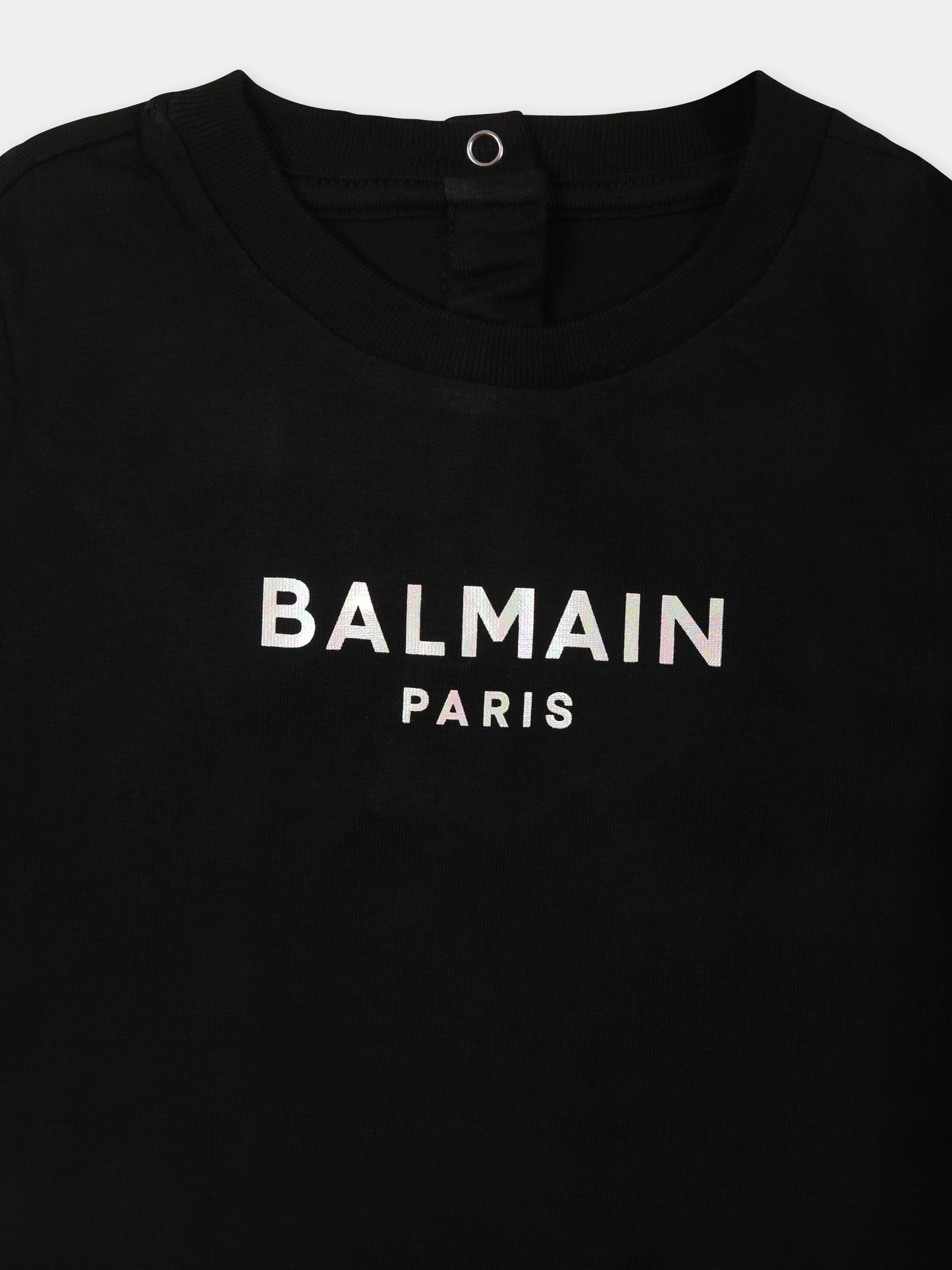 T-shirt nera per neonata con logo,Balmain Kids,BU8021 Z1751 930