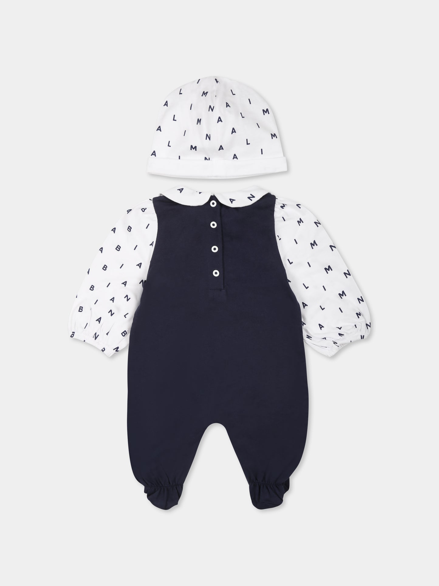 Tutina blu per neonata con logo,Balmain Kids,BUB01A Z0082 649