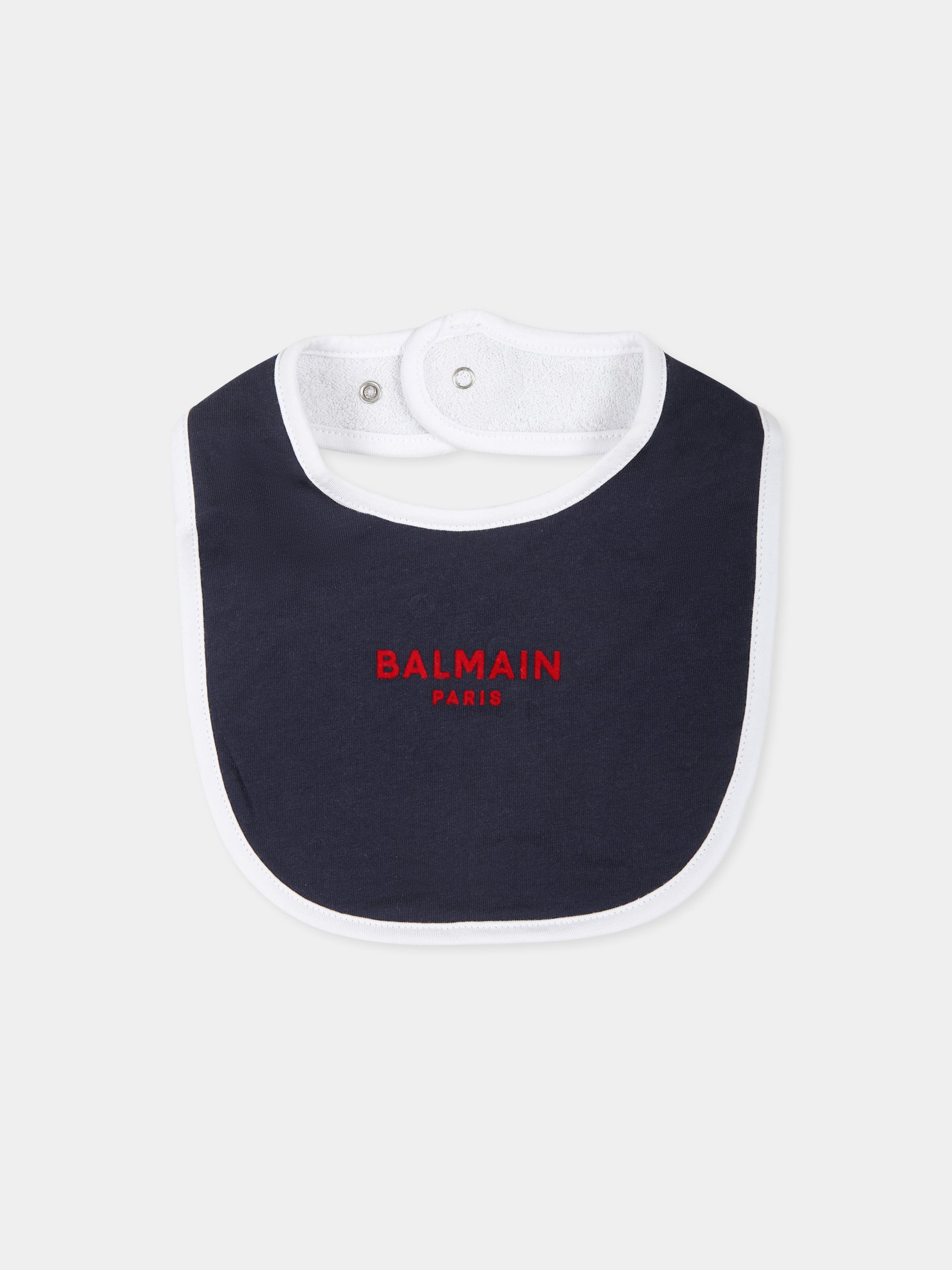 Set bavaglini bianco per neonati con logo,Balmain Kids,BUB59A Z1916 100BL