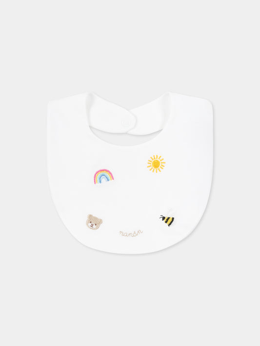 White bib for babykids with bee