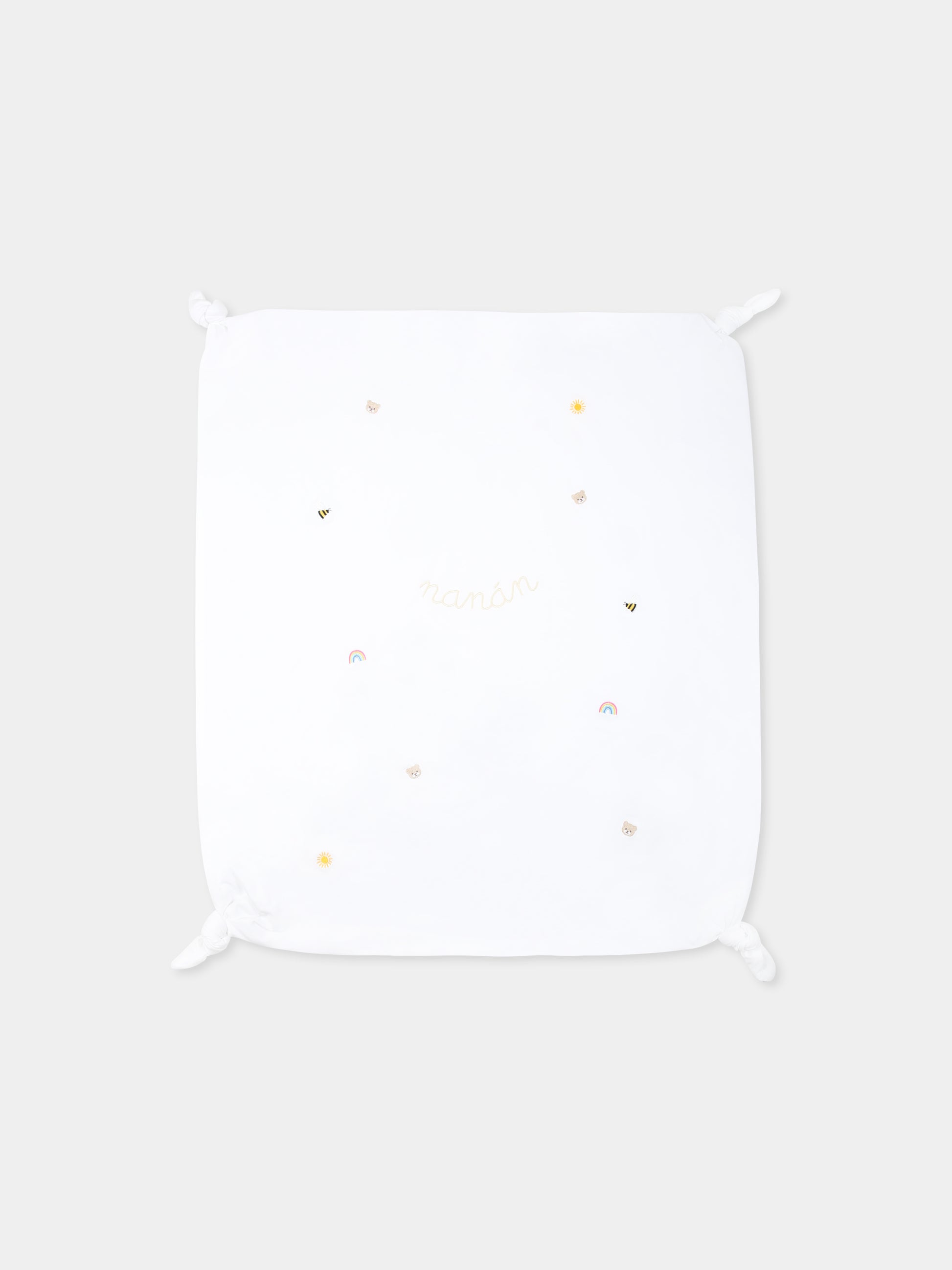 Coperta bianca per neonati con api e arcobaleno,Nanán,E25016B