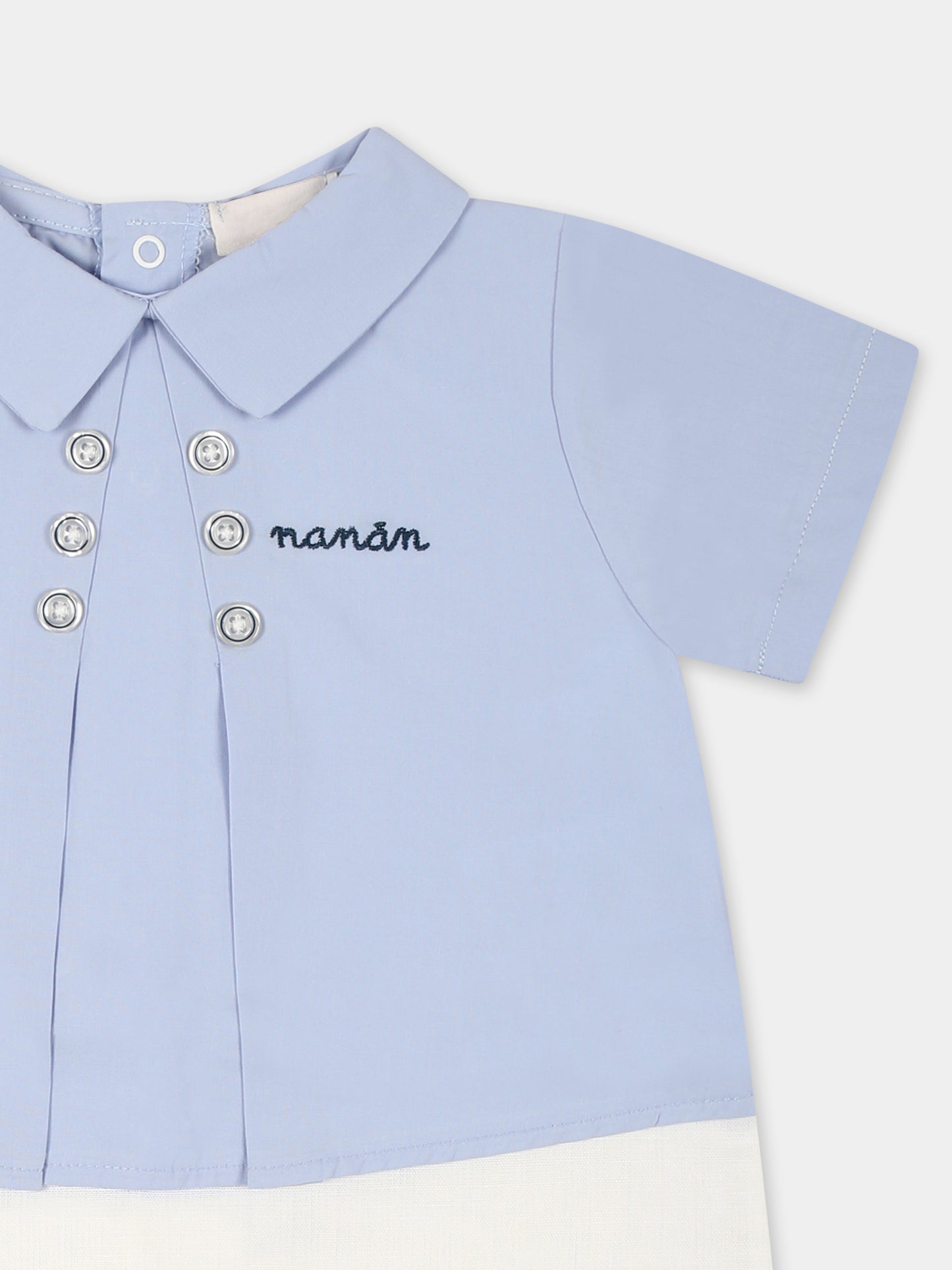 Pagliaccetto celeste per neonato con logo,Nanán,E25137A