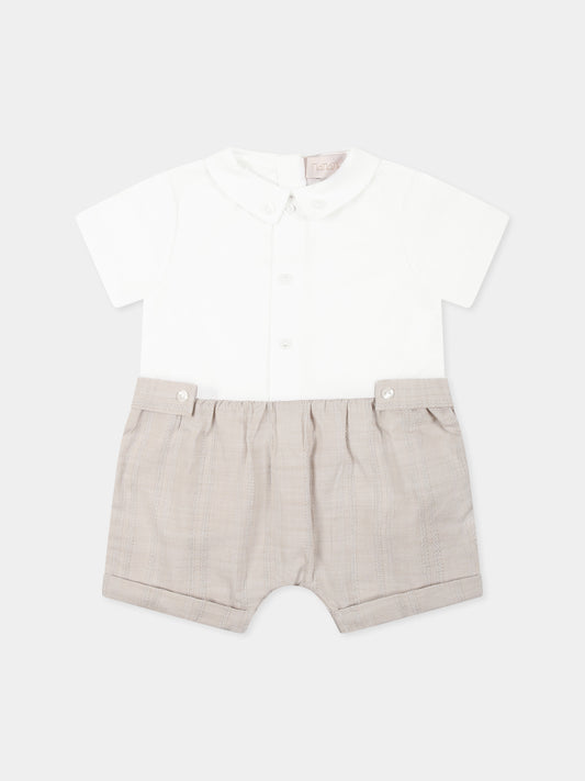 Pagliaccetto beige per neonato con logo,Nanán,E25211BE