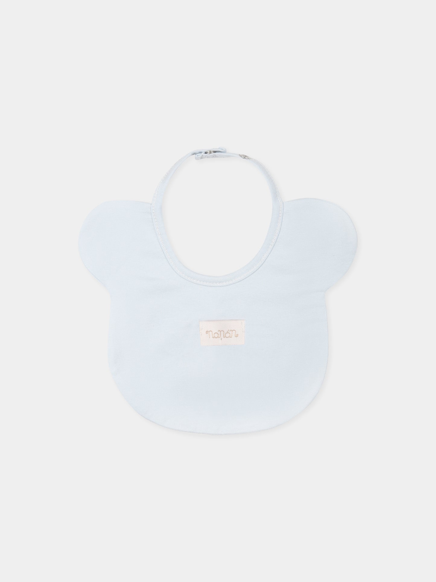 Light blue bib for baby boy with bear