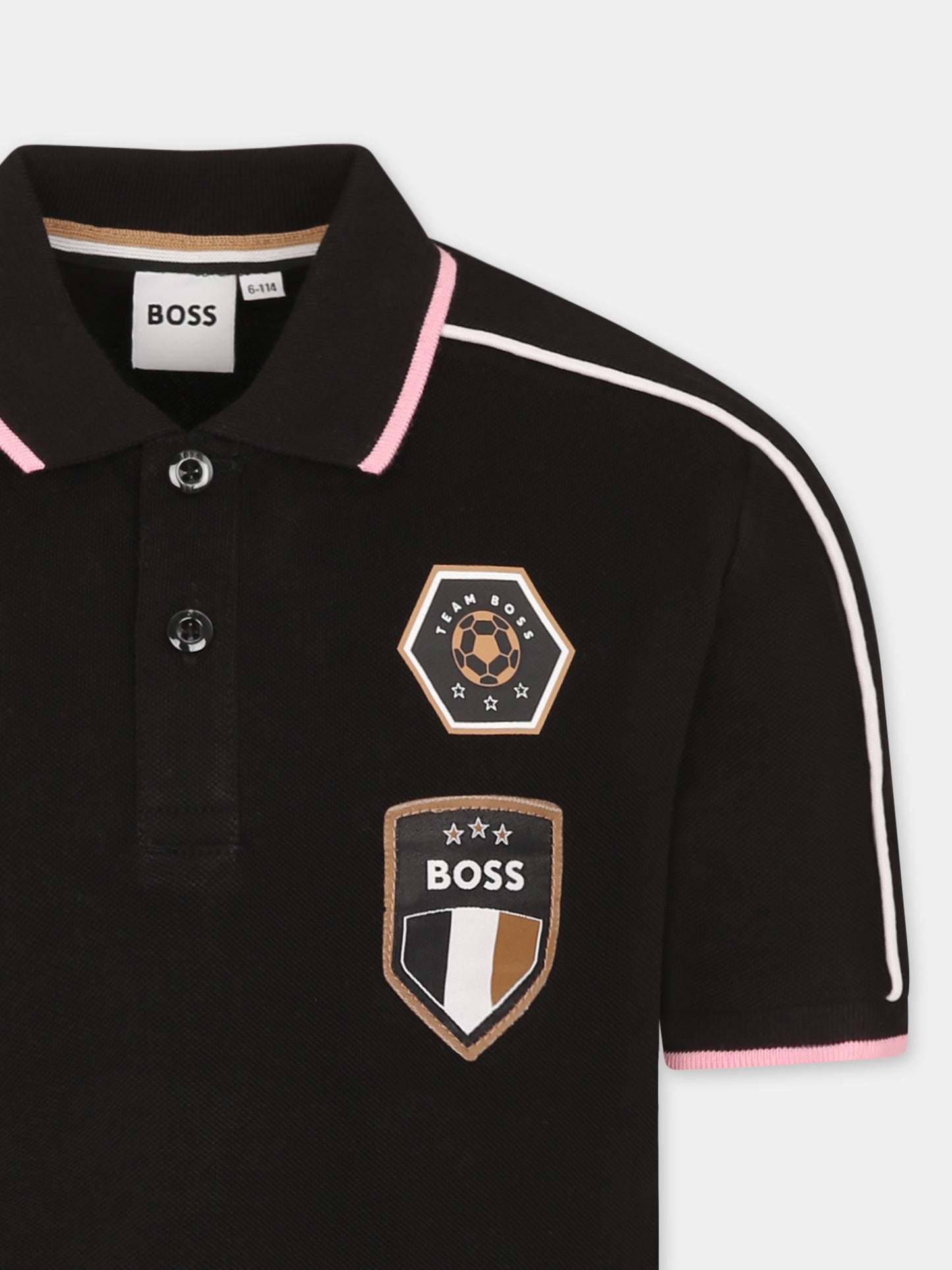 Polo nera per bambino con logo,Boss,J52695 09B