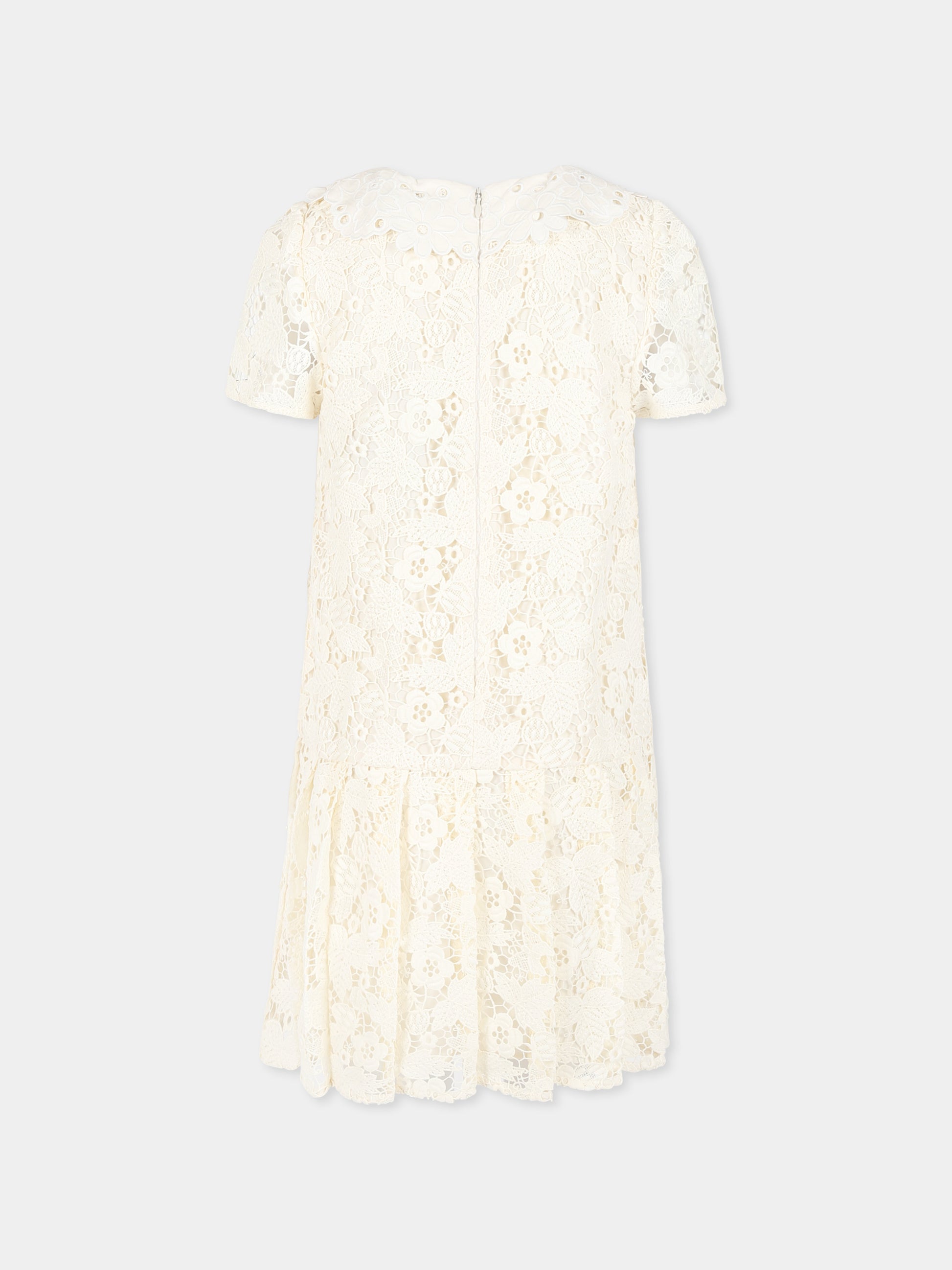 Vesito avorio per bambina con fiocco,Self-portrait,SS25 709S C CREAM