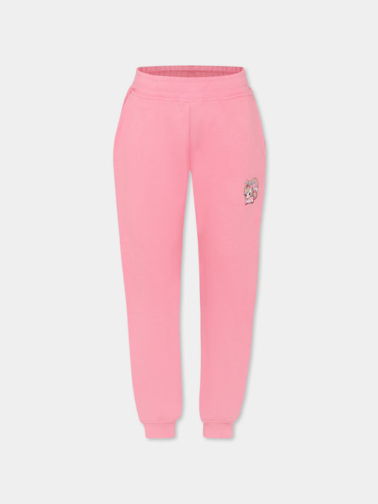 Pantaloni rosa per bambina con unicorno,Mousse Kids,SKPF372P