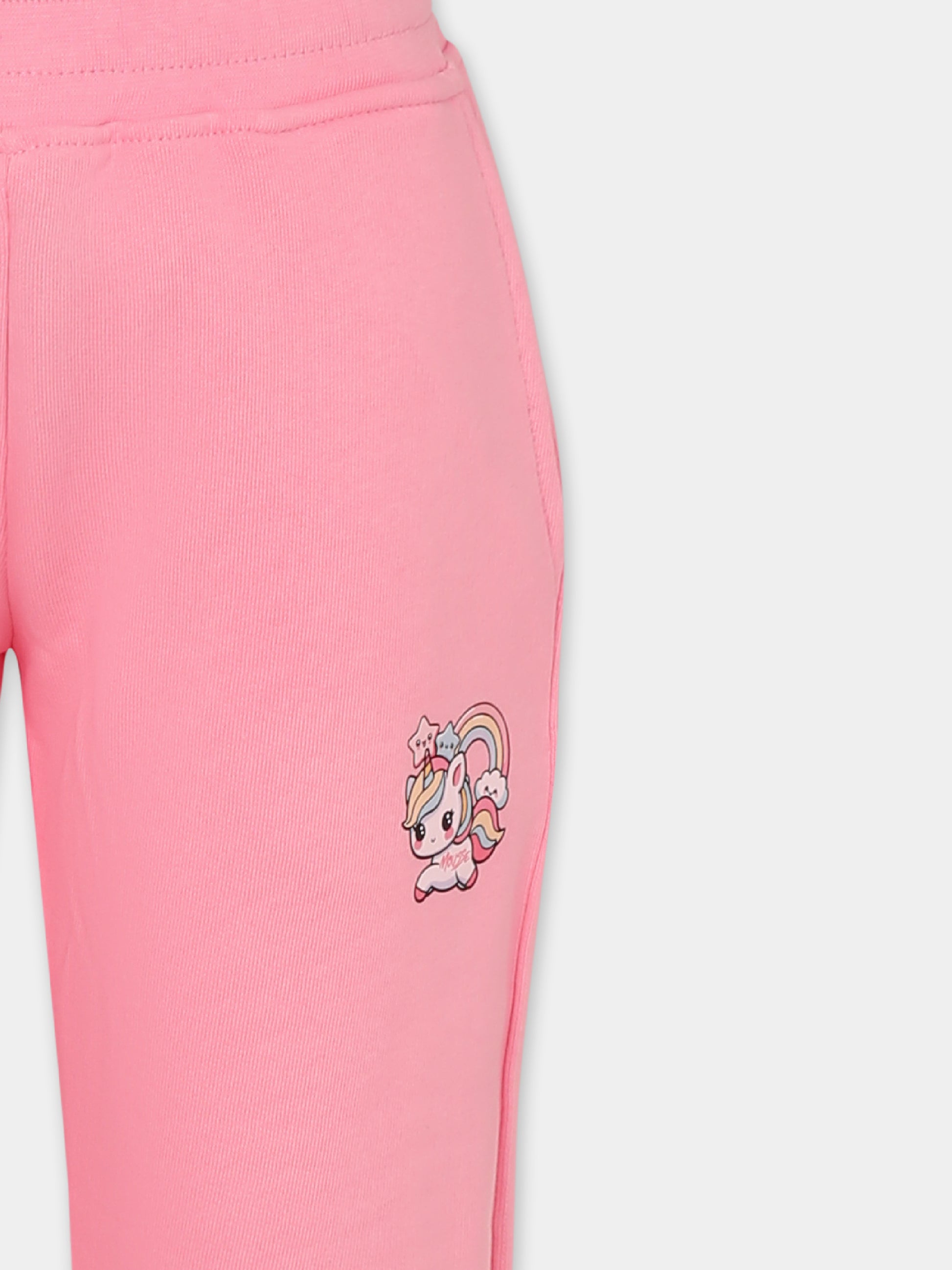 Pantaloni rosa per bambina con unicorno,Mousse Kids,SKPF372P
