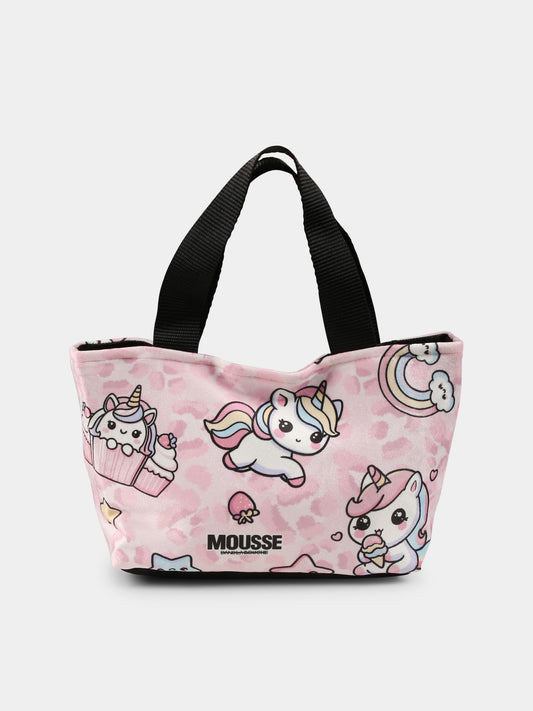Borsa rosa per bambina con unicorno all over,Mousse Kids,SKLB372