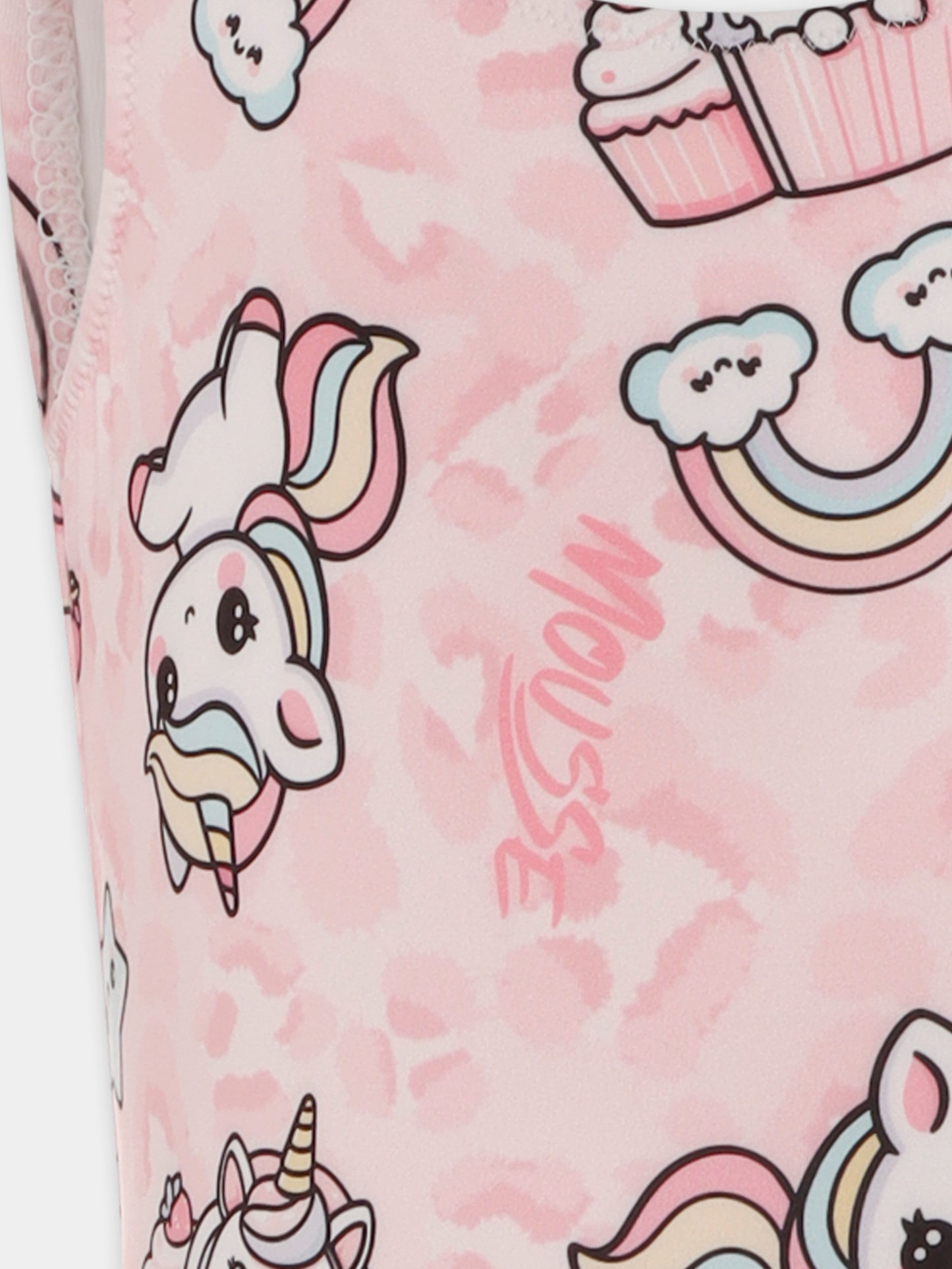 Pink swimsuit for girl with unicorn