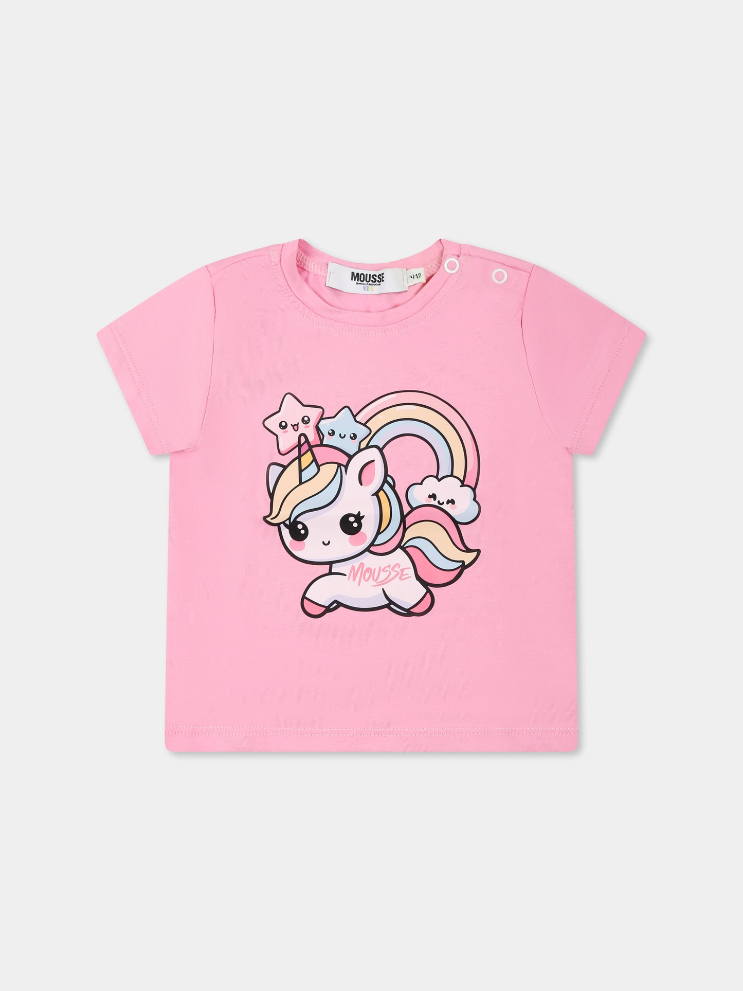 T-shirt rosa per neonata con unicorno,Mousse Kids,SKNTS372P