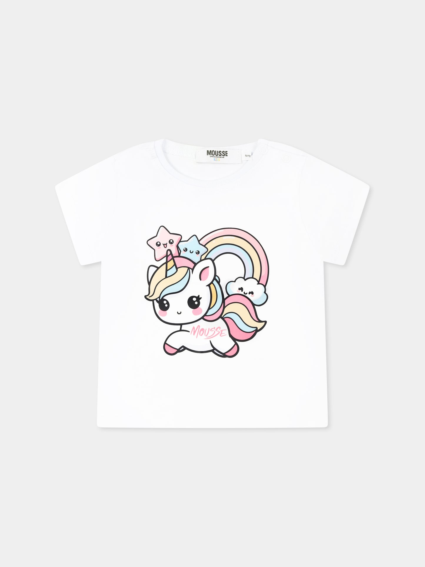 T-shirt bianca per neonata con unicorno,Mousse Kids,SKNTS372W