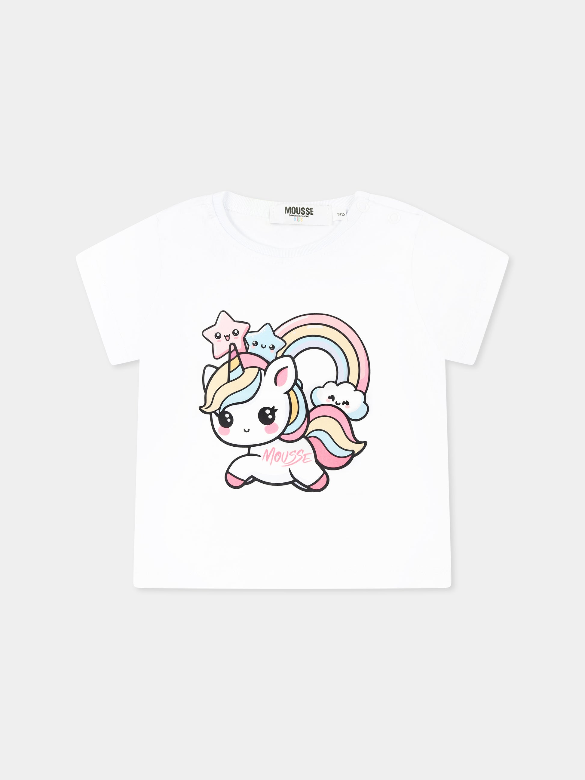 T-shirt bianca per neonata con unicorno,Mousse Kids,SKNTS372W