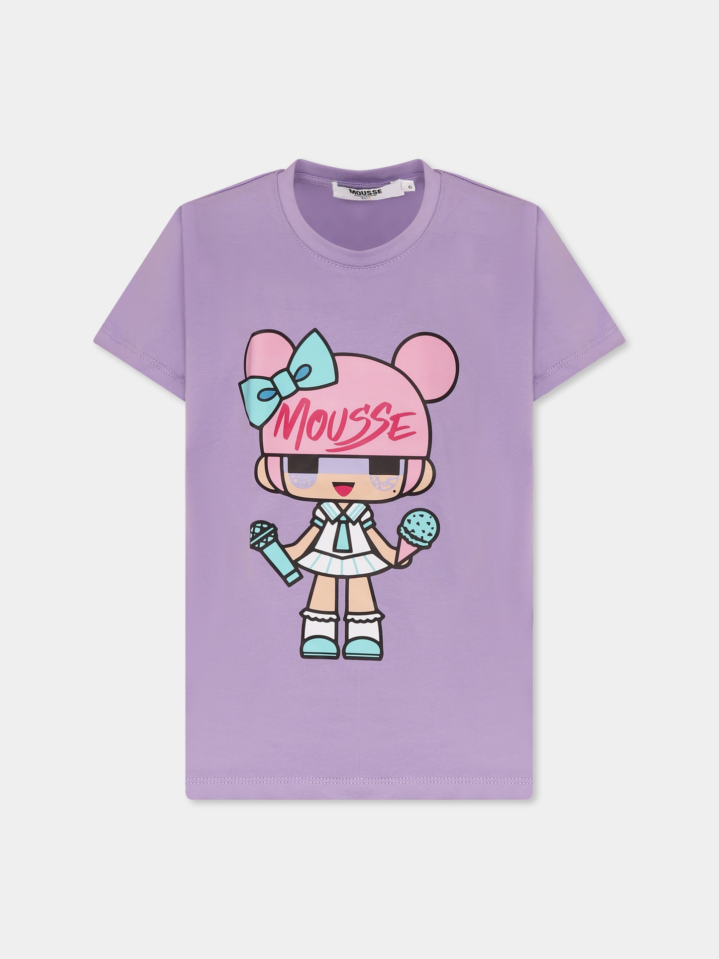 T-shirt viola per bambina con bambola,Mousse Kids,SKTS374L