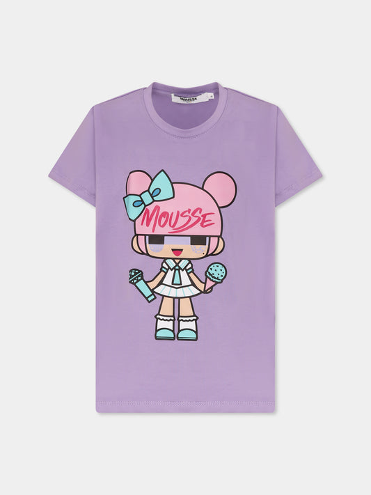 T-shirt viola per bambina con bambola,Mousse Kids,SKTS374L