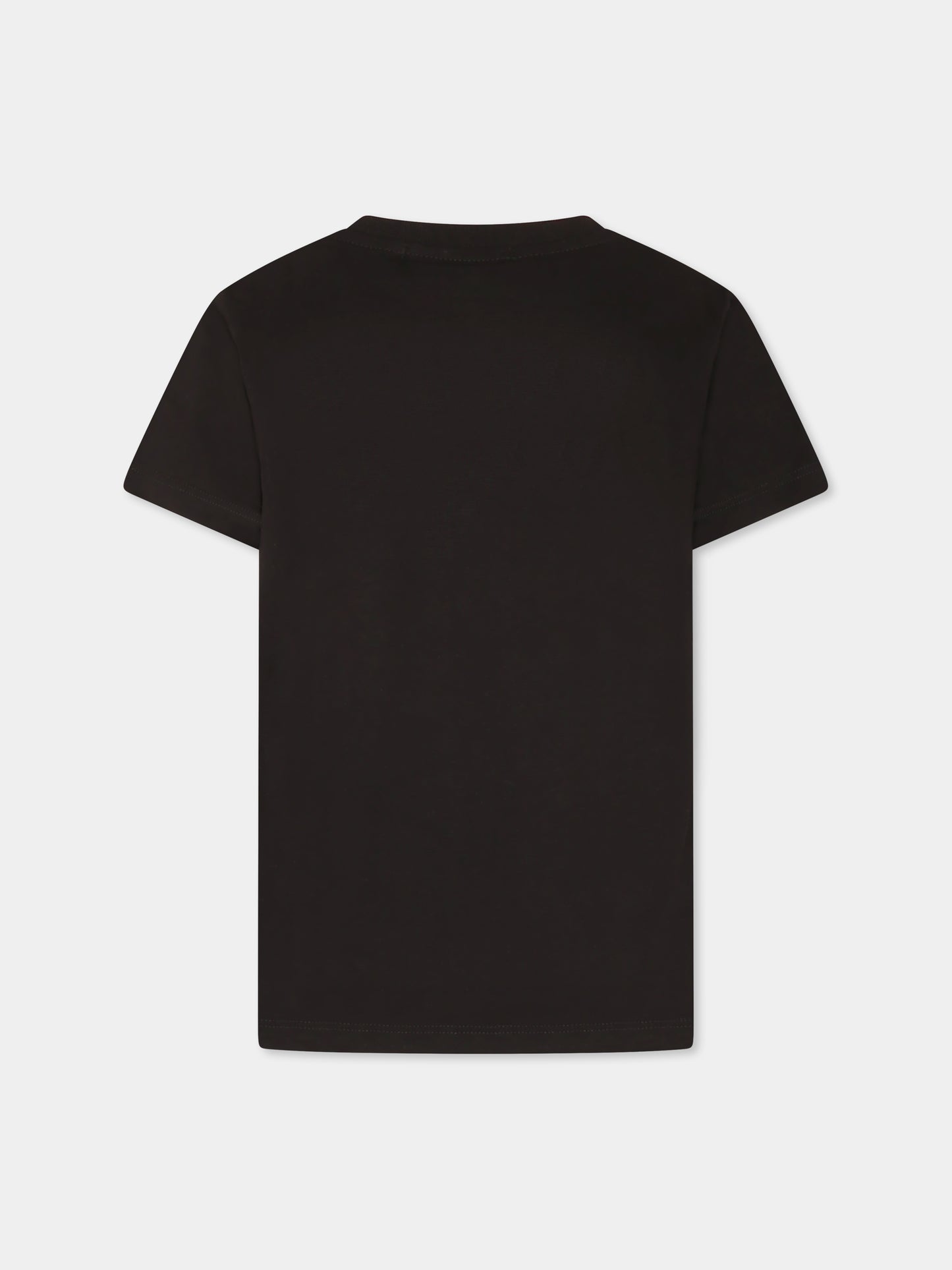T-shirt nera per bambino con scimmia e mostri maori,Mousse Kids,SKTS383B