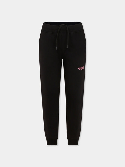 Pantaloni neri per bambina con logo,Mousse Kids,SKPFGB