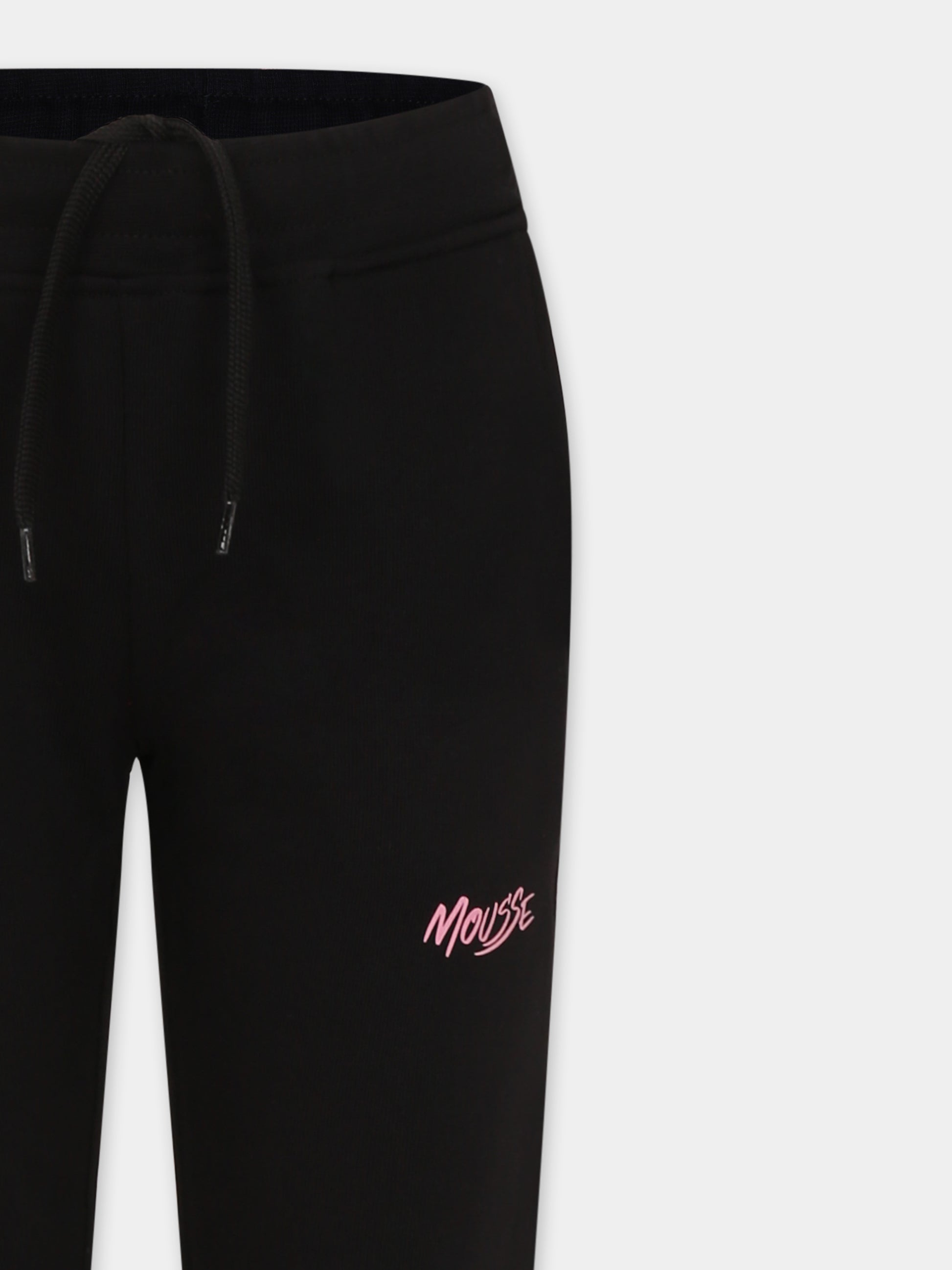 Pantaloni neri per bambina con logo,Mousse Kids,SKPFGB