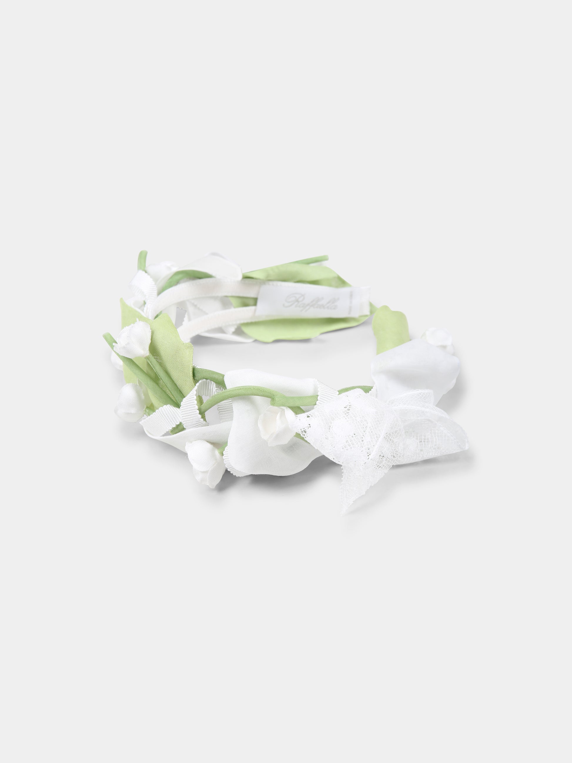 Cerchietto bianco per bambina con applicazioni floreali,Raffaella,CERCHIETTO PER ABITO PONZA