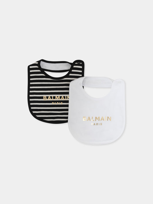 Set bavaglini multicolor per neonati con logo,Balmain Kids,BTB580 Z1571 102NE