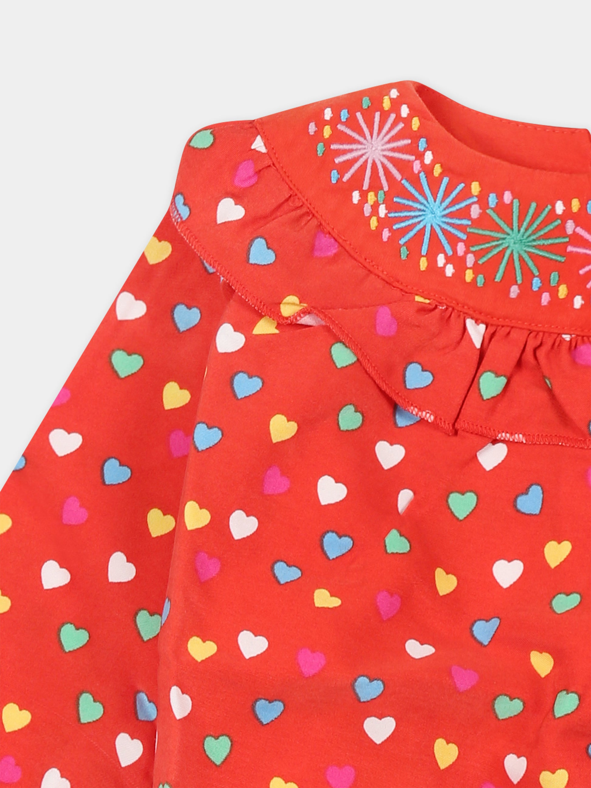 Vestito rosso per neonata con cuori,Stella Mccartney Kids,TT1181 Z1259 412MC