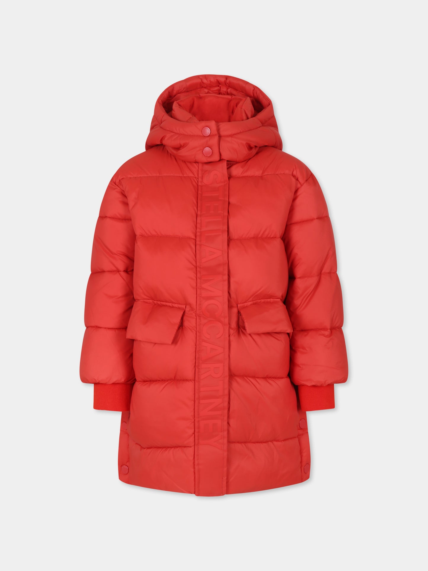 Piumino rosso per bambina con logo,Stella Mccartney Kids,TT2C20 Z0536 412